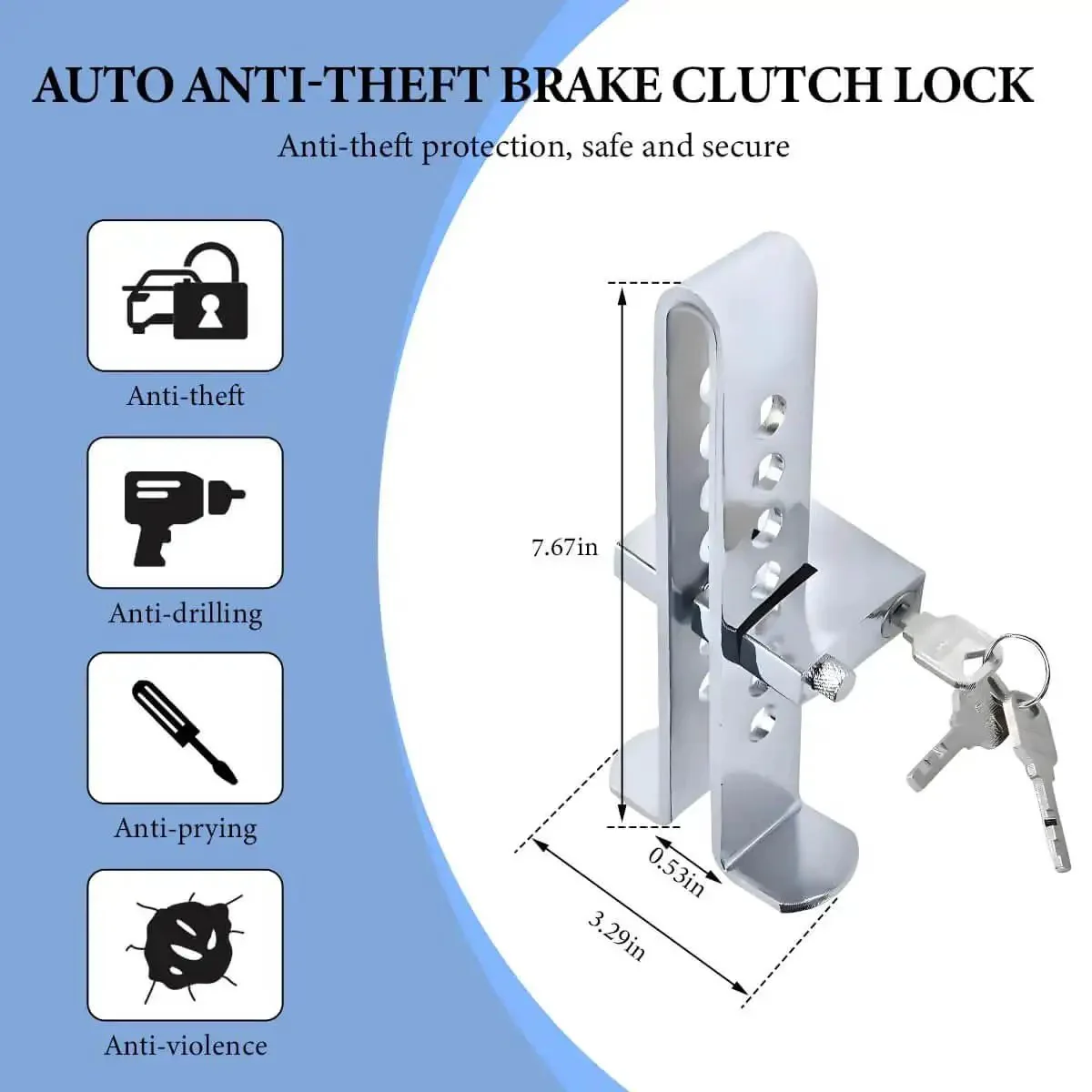 Eight Hole Brake Pedal Lock Tough As Nails Stainless Steel Auto Clutch Vehicle Security Lock For Cars With Adjustable Holes And Tight Grip Prevent Tampering And Vehicle Theft Essential Car Accessory For Peace Of Mind - Image 6