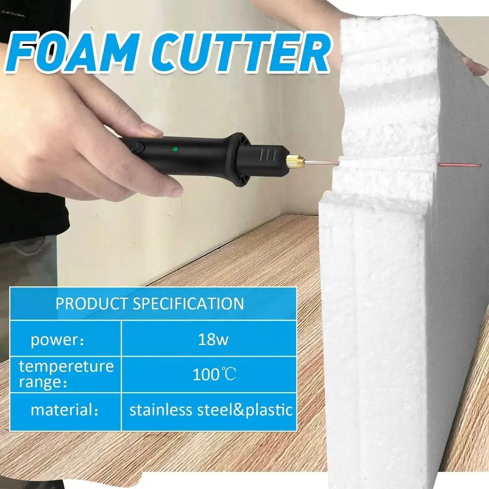 Eight In One Foam Cutter Electric Cutting Machine Pen Kit With Hot Wire Cutter For Styrofoam Polyethylene EVA Foam Carving Crafts DIY Friendly 100 To 240 Volt 18 Watt Safe And Easy To Use Includes Metal Stand And Non Slip Handle - Image 7
