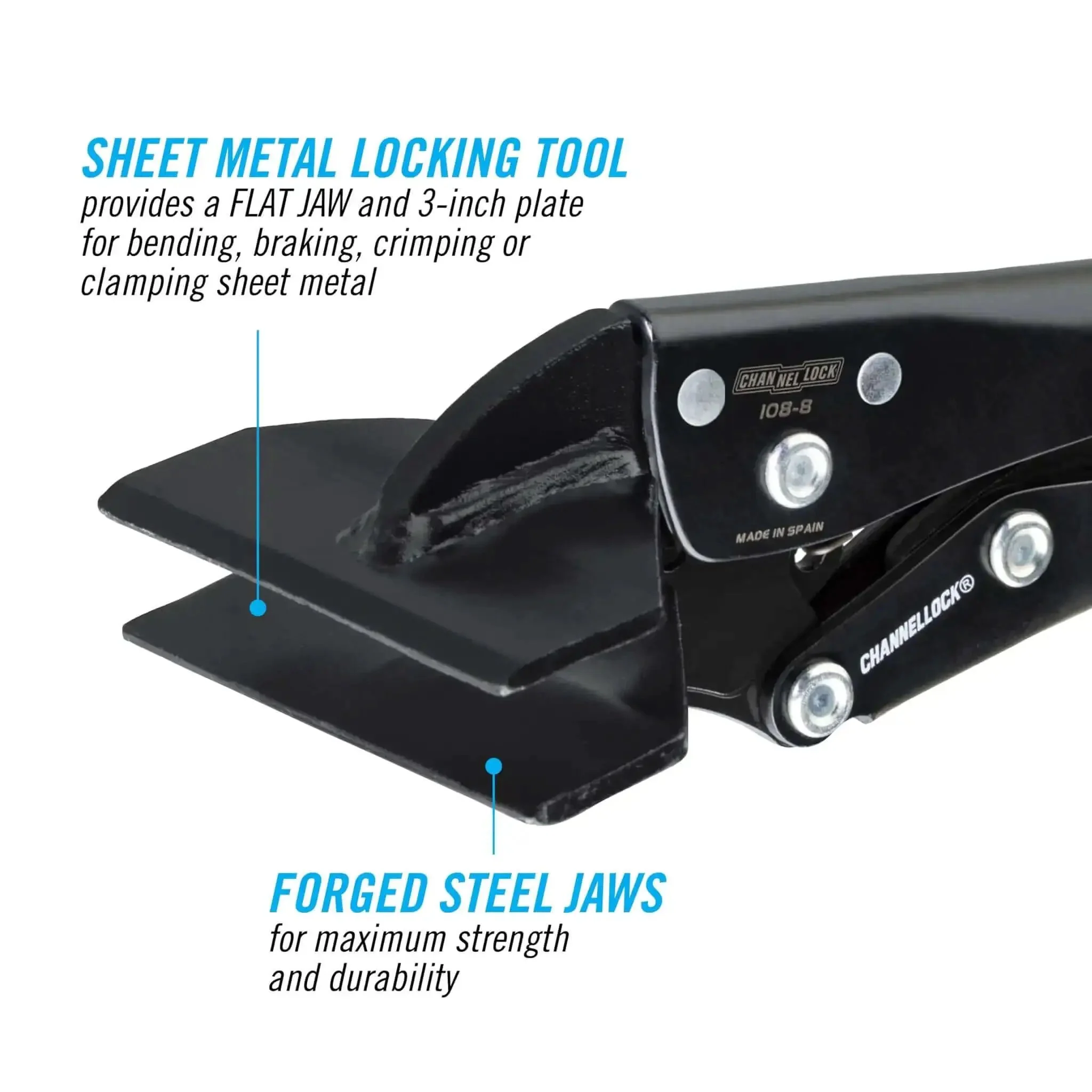 Eight Inch Sheet Metal Locking Pliers Model 108 8 With Flat Jaw For Bending Crimping And Clamping Go To Tool Built From Forged Carbon Steel Jaws Duckbill Pliers For Precise Metal Work In Tight Spaces And Fine Adjustments - Image 8