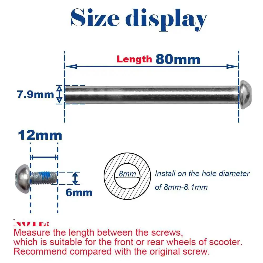 Eight Millimeter Axle Screws For Two Three Four Wheel Kids Scooters Replacement Micro Mini Foldable Kick Scooter Repair Kit With Forty Seven Millimeter Length Adjustable Gaskets And Durable Steel Bolts Easy Install No Fuss - Image 5