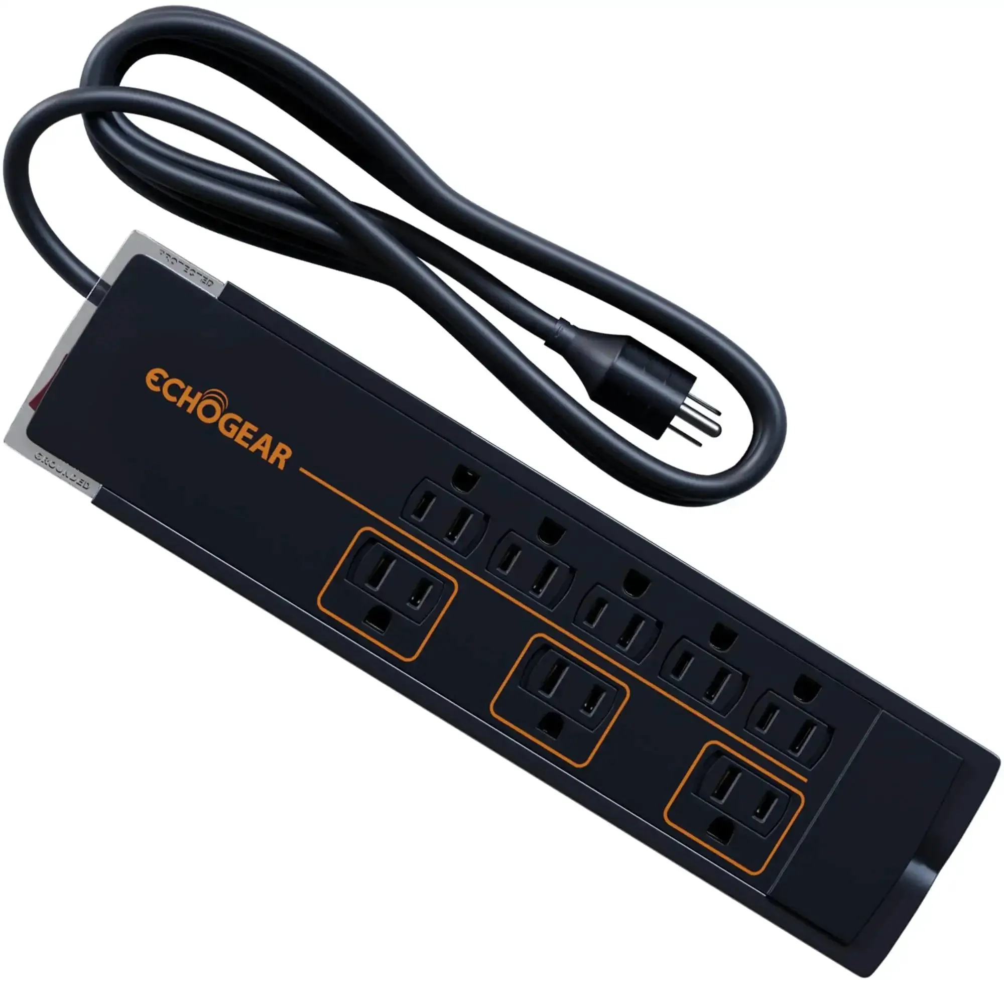 Eight Outlet Surge Protector Power Strip With Slim Profile And 3420 Joules Of Protection For Your TV, Office, Or Gaming Setup, Heavy Duty Overload Guard And Easy Concealment
