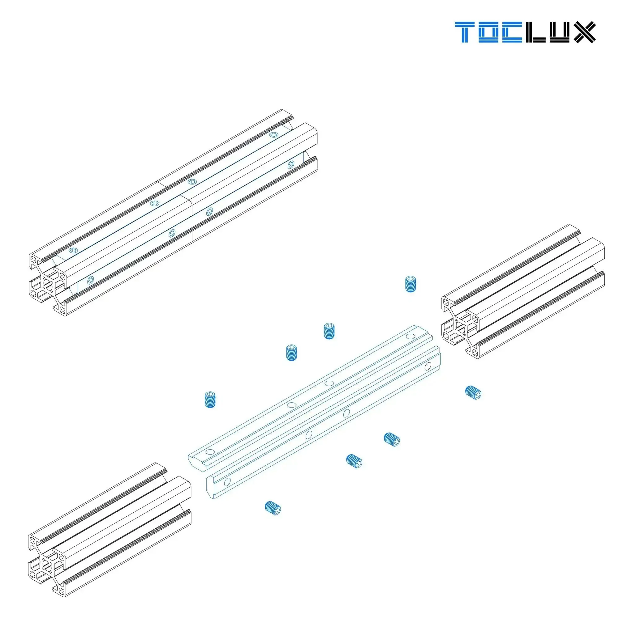 Eight Pack 2020 Extrusion Straight Connectors For 8020 Aluminum Profiles T Slot V Slot Systems Corner Brackets With Screws Heavy Duty Easy Install Silver - Image 3