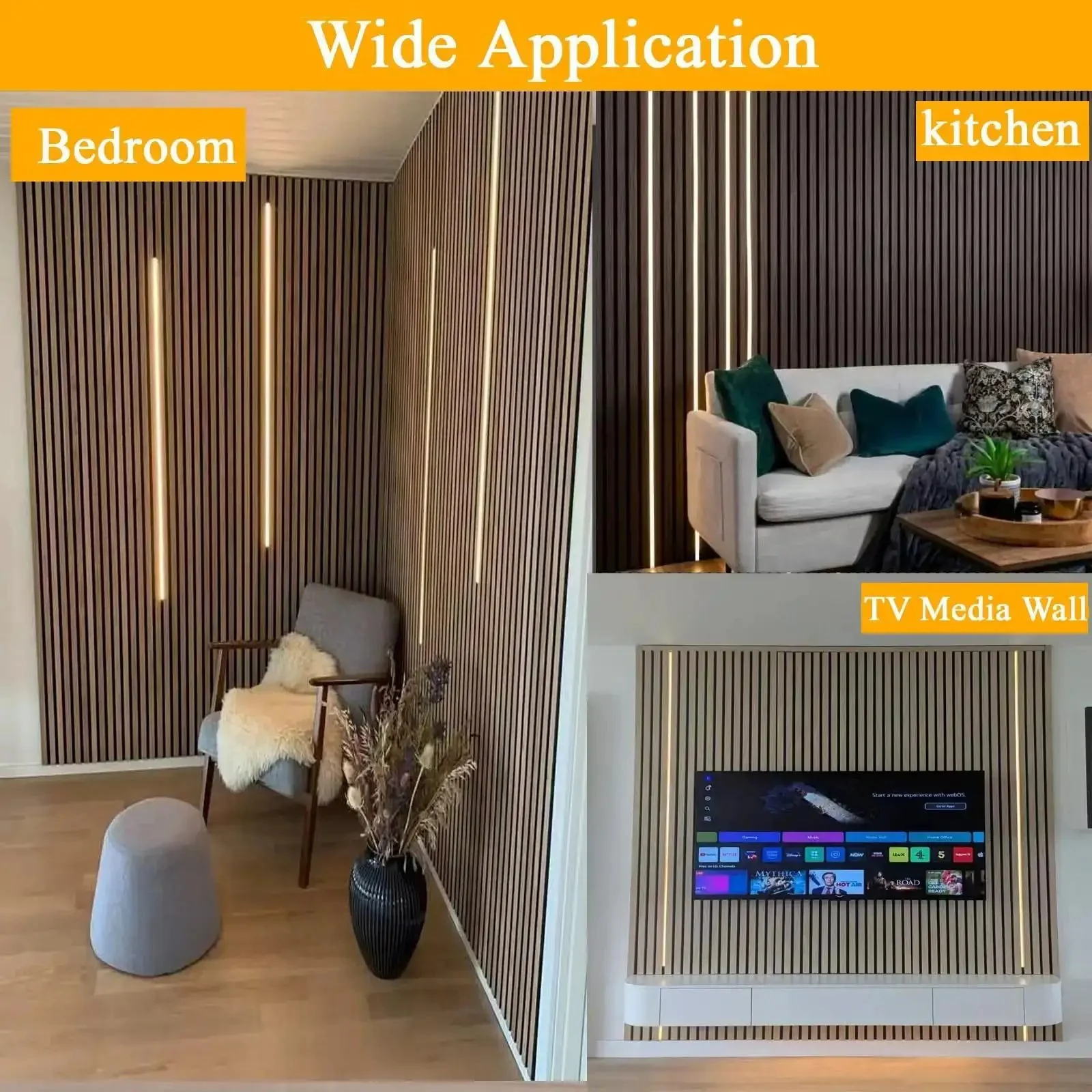 Eight Pack 3000K LED Lights For Wood Slat Walls And WPC Panels Self Adhesive With Touch Switch Under Cabinet Lighting Kit Easy Peel And Stick Cable Included For Dope Accent Lighting In Modern Interiors - Image 5