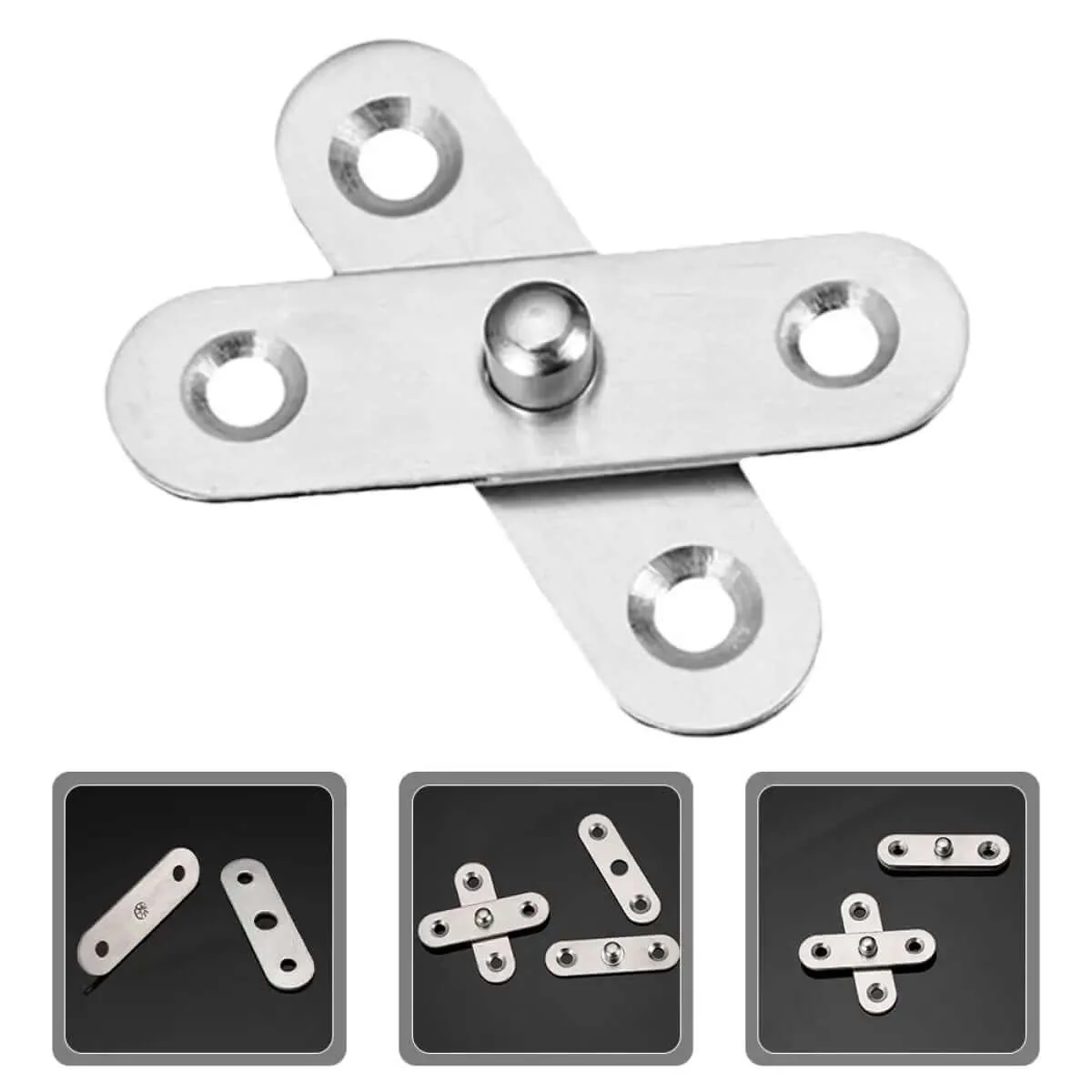 Eight Pack 360 Degree Hidden Door Pivot Hinges In Stainless Steel Heavy Duty Cabinet Hardware For Secret Doors Smooth Quiet Operation Durable Installation Versatile For Any Cabinet Door - Image 2