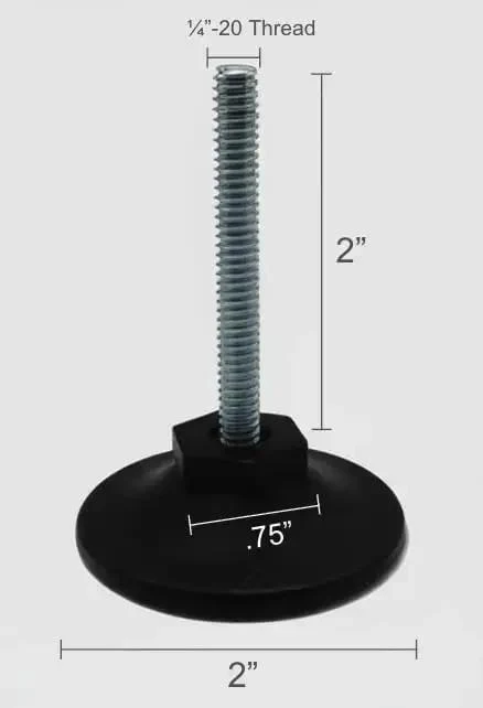 Eight Pack Adjustable Leg Levelers With One Quarter Inch Twenty Threaded Stem And Two Inch Base For Stable Furniture And Equipment Extendable Up To Two Inches Durable And Wobble Free For Any Home Or Shop Setup - Image 2
