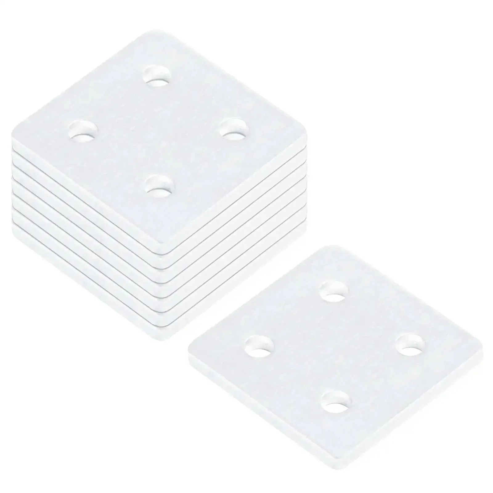 Eight Pack Flat Joining Plates For 20 Series T Slot Aluminum Profiles 2020 And 2040 Four Hole Straight Plate One And Five Eighth Inch Square 6063 Aluminum Mill Finish Great For DIY Projects And Custom Builds