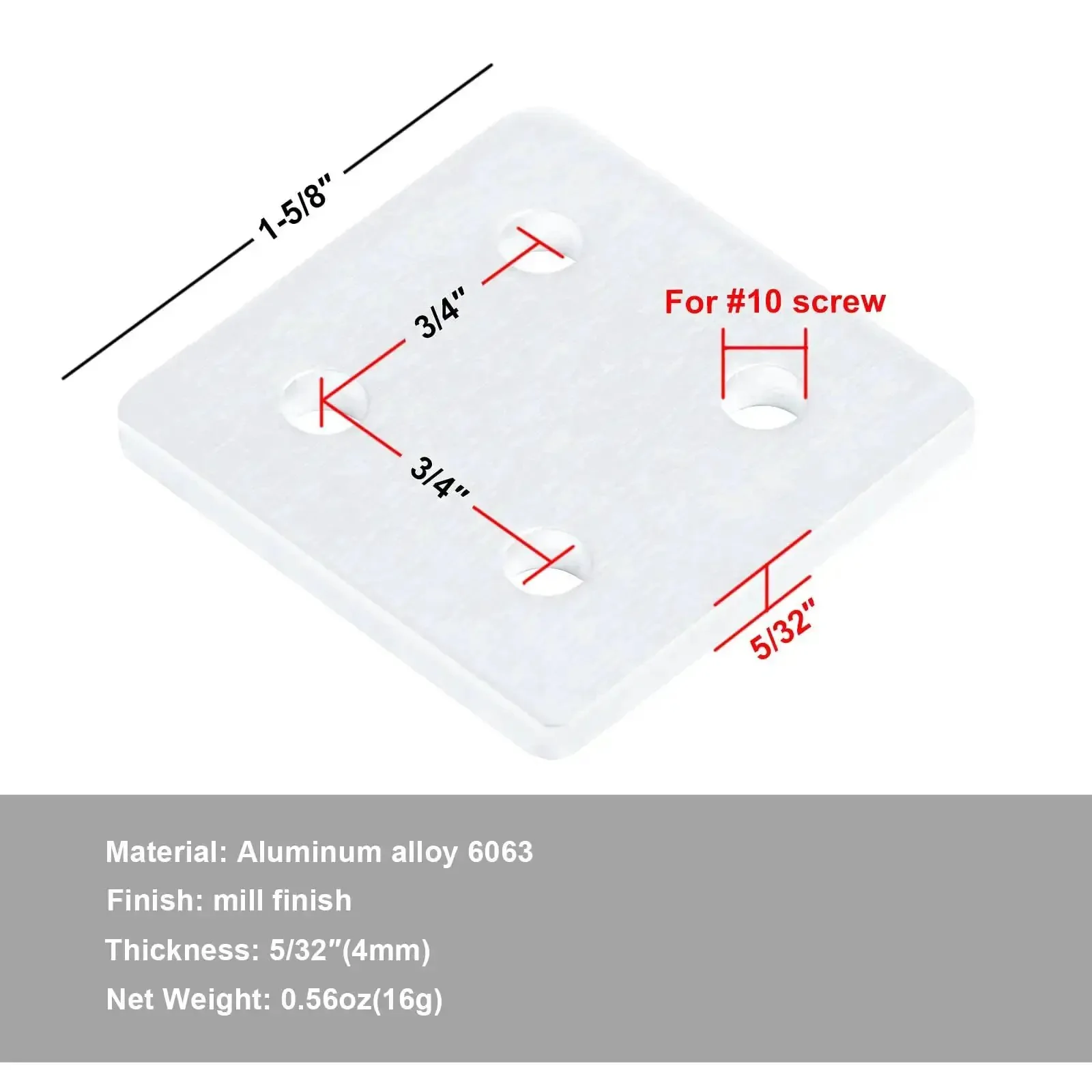 Eight Pack Flat Joining Plates For 20 Series T Slot Aluminum Profiles 2020 And 2040 Four Hole Straight Plate One And Five Eighth Inch Square 6063 Aluminum Mill Finish Great For DIY Projects And Custom Builds - Image 5