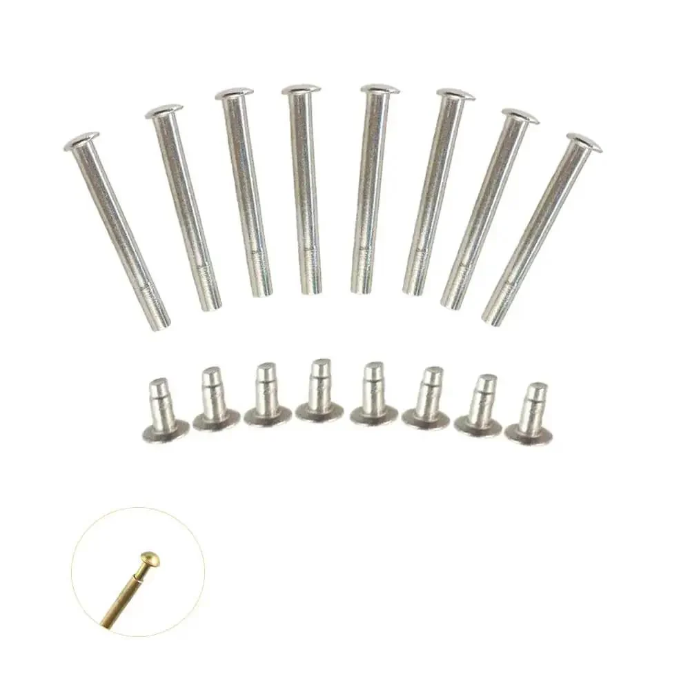 Eight Pack Folding Fan Axle Rivet Nails and Nut Repair Kit 35mm Replacement Fasteners for DIY Friendly Bamboo Paper Hand Fans and Foldable Fans Central Shaft Repair Accessories