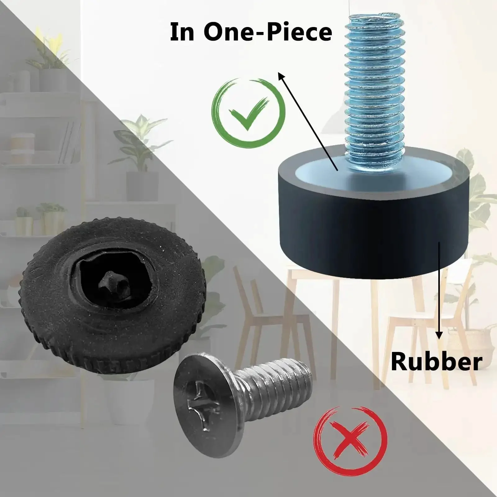 Eight Pack M8 Adjustable Rubber Furniture Levelers Screw-In Threaded Leg Feet Heavy-Duty Floor Protectors Non-Slip Chair Leg Levelers No-Fuss Easy Install For Home And Office - Image 7