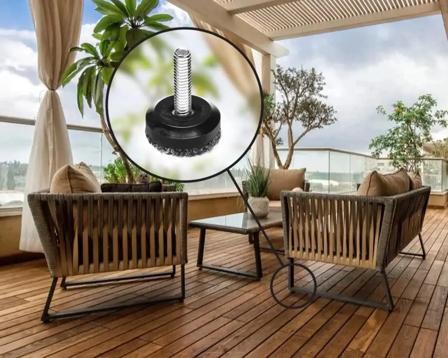 Eight Pack Outdoor Adjustable Furniture Levelers Berber Glide Feet For Chairs Tables And Patio Sets Weatherproof Screw In Feet With One And One Eighth Inch Size And Five Sixteenths By Eighteen BSW Thread - Image 5