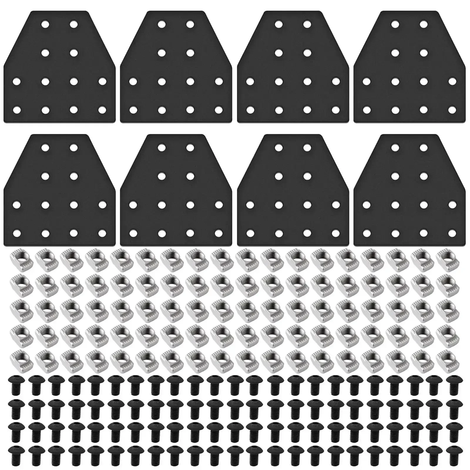 Eight Piece 2040 Corner Bracket T Shaped 12 Hole Connector For Aluminum Extrusion Hardware Black Kit With Nuts Screws And Wrench A Total Workhorse For DIY Setups Easy Install Modular Builds And 2040 Profiles