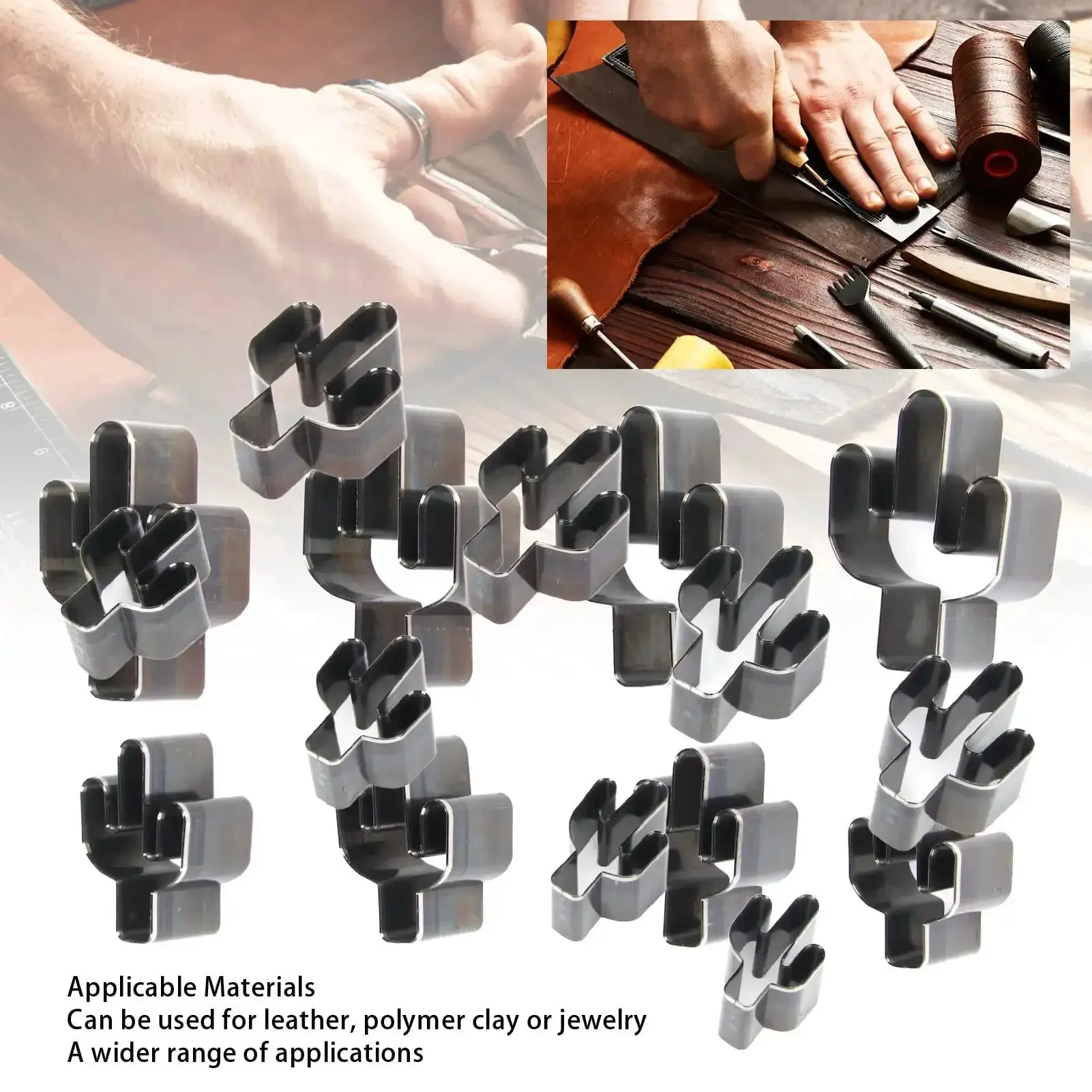 Eight Piece Cactus Shaped Leather Cutter Die Set For DIY Leather Craft Punch Die Tool Kit With Durable High Carbon Steel Punches Quick Cut Hole Punches For Handmade Goods - Image 7