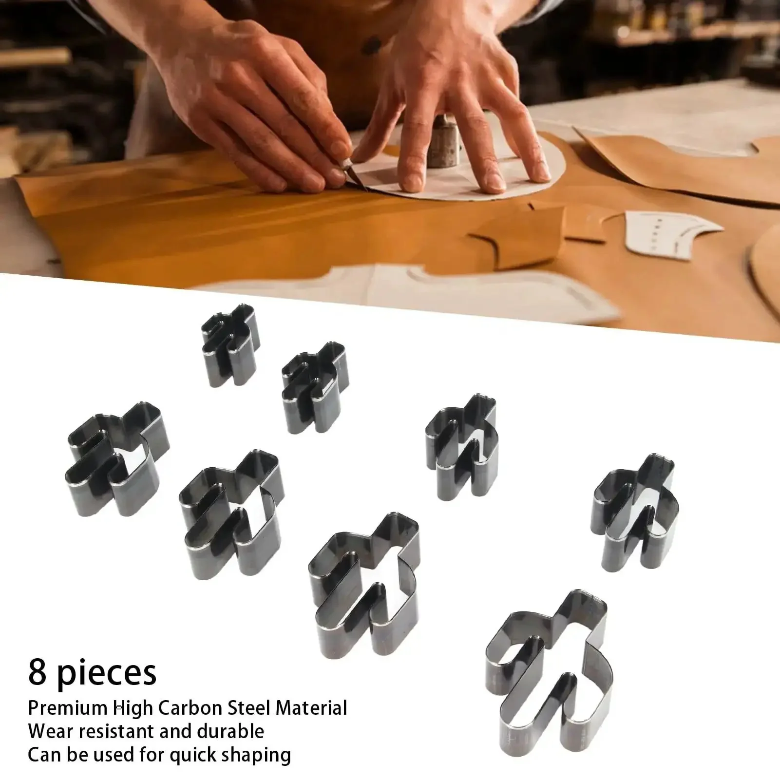 Eight Piece Cactus Shaped Leather Cutter Die Set For DIY Leather Craft Punch Die Tool Kit With Durable High Carbon Steel Punches Quick Cut Hole Punches For Handmade Goods - Image 9
