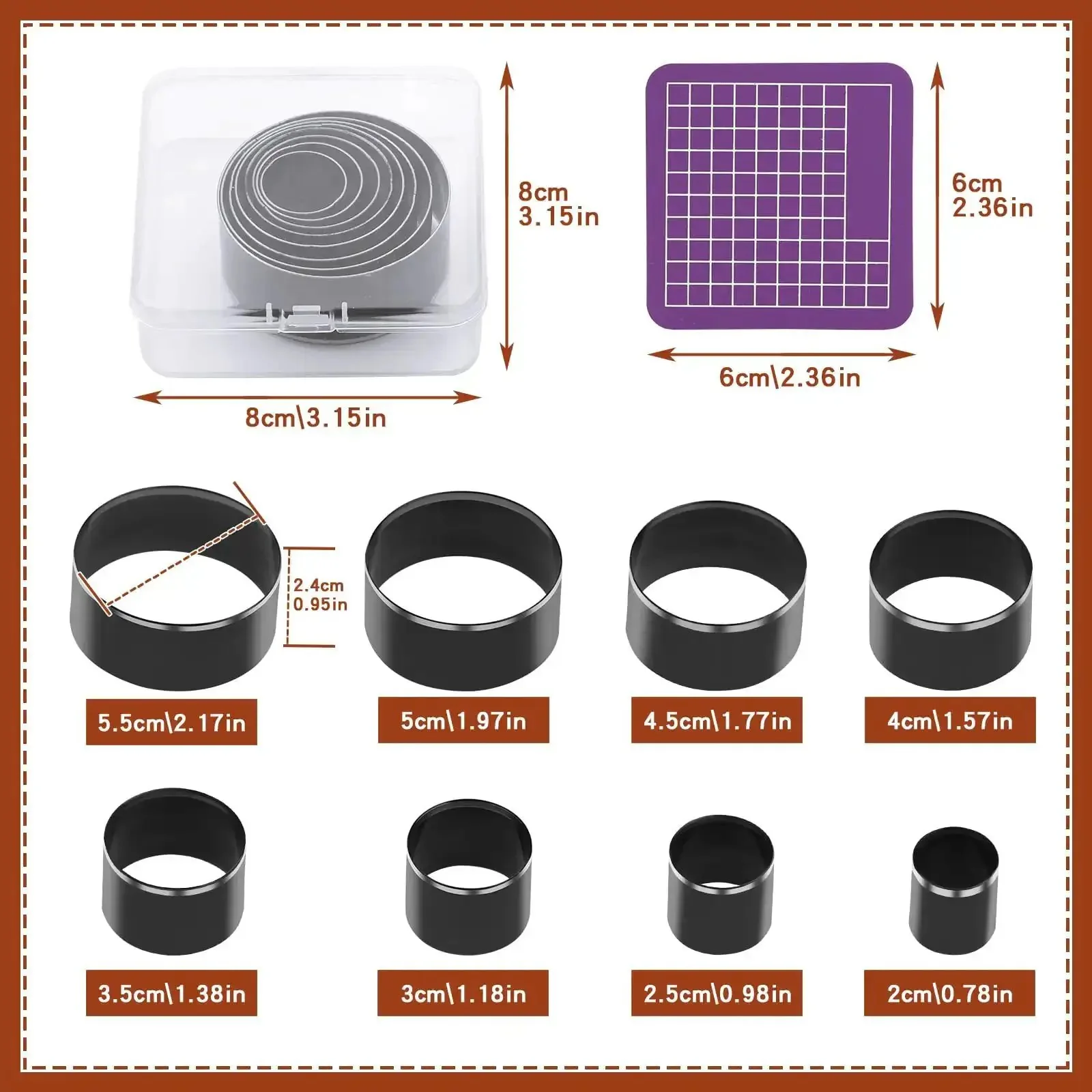 Eight Piece Leather Circle Cutter Set With High Carbon Steel Round Punches, Eight Diameters From 20 To 55 Millimeters, Pro Grade DIY Leather Craft Punch Tool Die Set For Precise Holes, Durable Sharp Rounds For Crafting Projects - Image 7