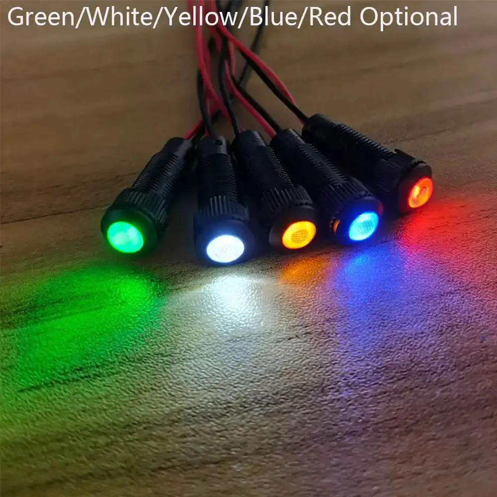 Eight Piece LED Indicator Pilot Lights Set Red Blue Green White For Panel Mount 8mm Hole AC DC 12 24V Flame Retardant Plastic Shell Visual Status Cues For Power Signal And Telecom Equipment - Image 8
