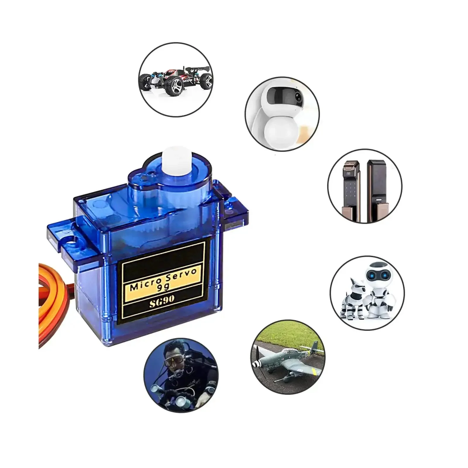 Eight Piece SG90 9G Micro Servo Motors Kit For RC Projects And Arduino Dope Servo Pack For Robot Arm Helicopter Airplane Boat Car Controls And Tiny RC Toys Upgrade - Image 2