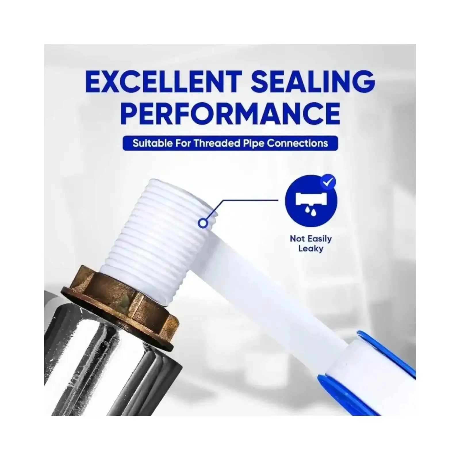 Eight Rolls Half Inch By Four Hundred Ninety Four Inches Teflon Plumbers Tape Heavy Duty PTFE Pipe Sealant For Shower Heads And Gas Lines Waterproof Leak Resistant White Pro Grade Sealant That Stops Leaks - Image 2