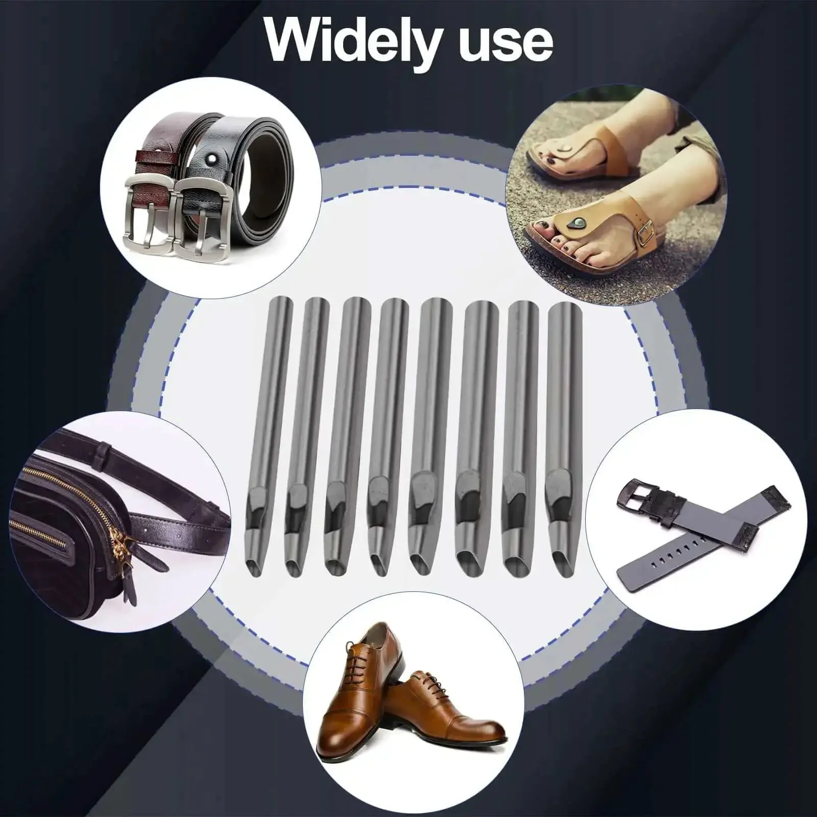 Eight Size Leather Oval Hole Punch Kit 2mm To 5mm Pro Grade Hollow Punch Tool Set For Watch Bands Belts And Leather Craft With Durable Steel Punches And Included Storage Box - Image 3