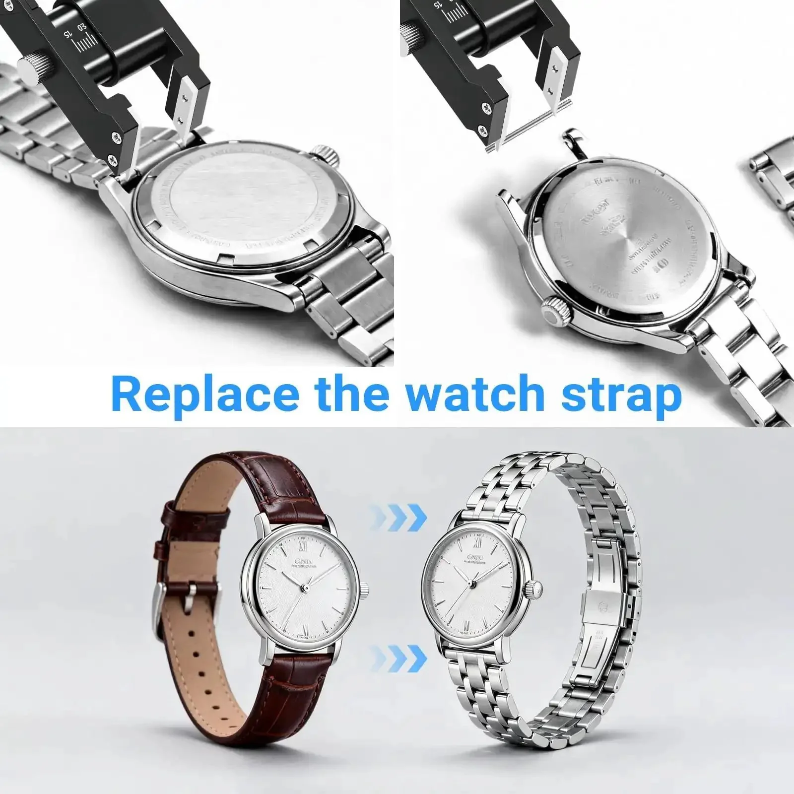 Elastic U Shaped Watch Band Spring Bar Pliers Tool For Quick Spring Bar Removal, Lightweight 85G Tweezers, Watchmaker Gear, Portable Case Included For On The Go Bracelet Adjustments - Image 4