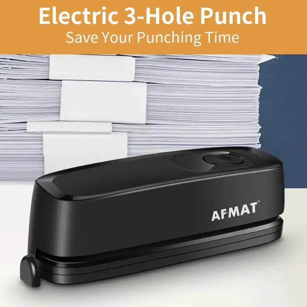 Electric 3 Hole Punch For Binders, 20 Sheet Capacity, 9/32 Inch Holes, Quick Start Button, No Fuss Puncher, Heavy Duty Paper Puncher, AC Or Battery Powered, Perfect For Office, School And Studio Work - Image 3