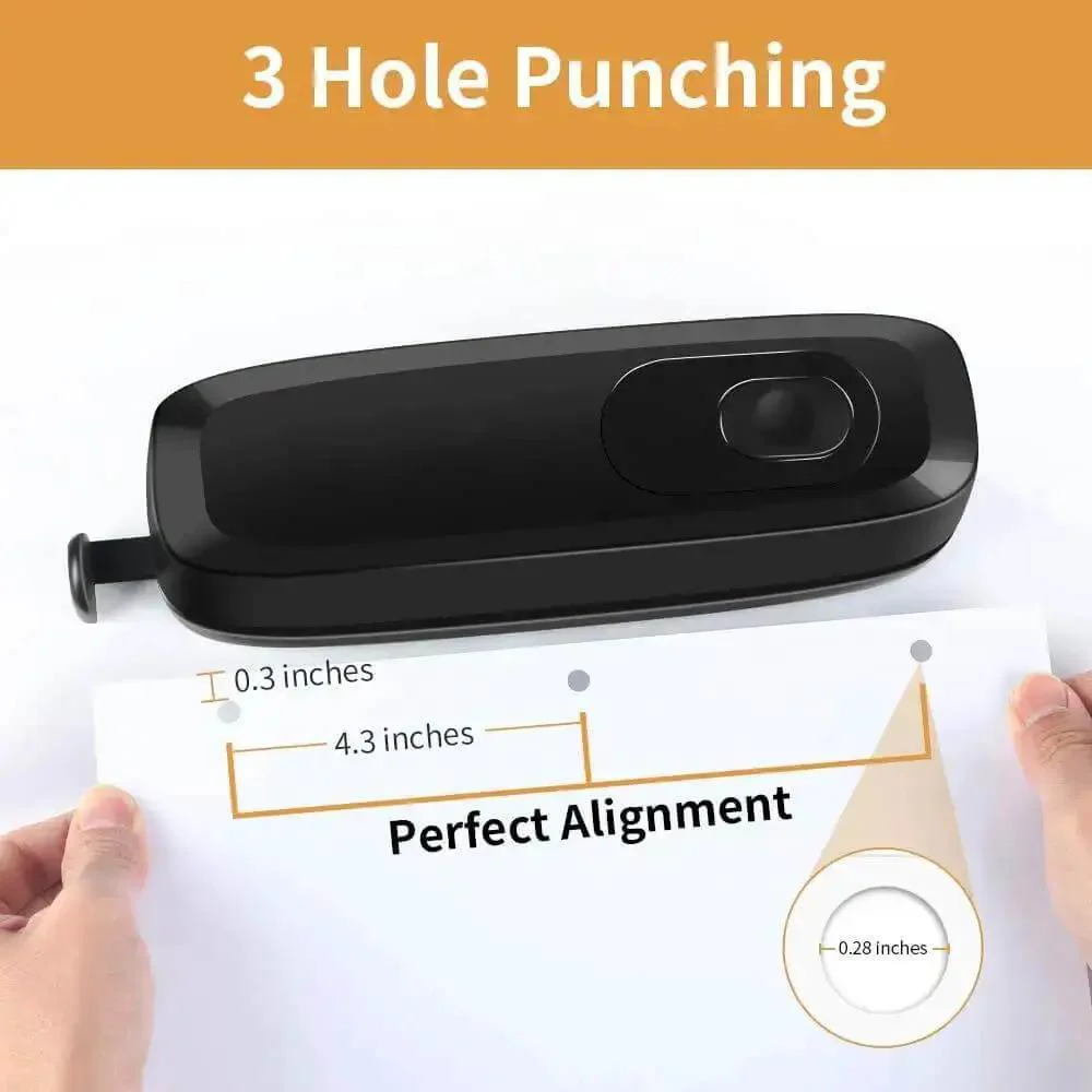 Electric 3 Hole Punch For Binders, 20 Sheet Capacity, 9/32 Inch Holes, Quick Start Button, No Fuss Puncher, Heavy Duty Paper Puncher, AC Or Battery Powered, Perfect For Office, School And Studio Work - Image 7
