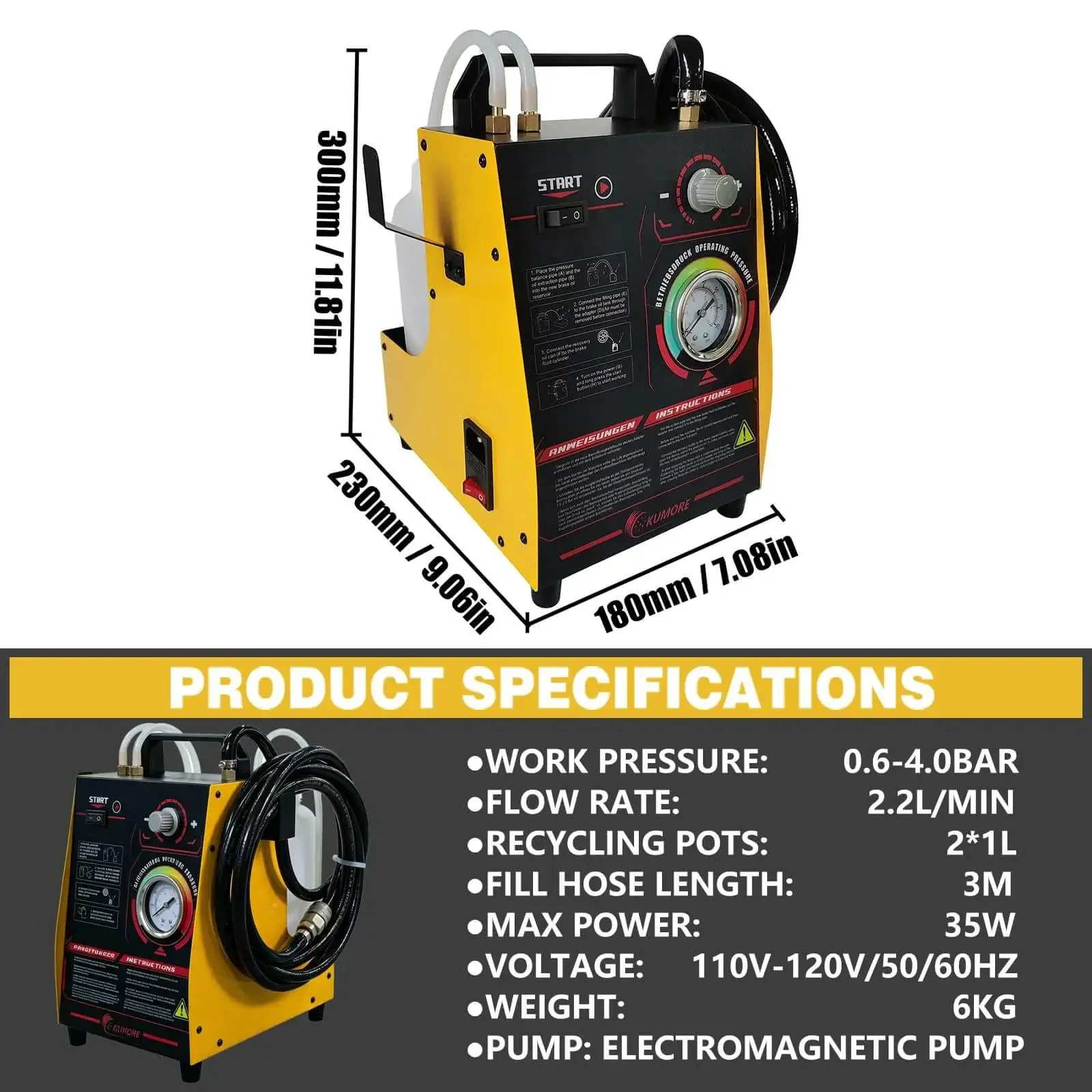 Electric Brake Bleeder 110V Power Automatic Brake Fluid Bleeder Machine With Adjustable Pressure And Universal Adapter For One Person Operation Perfect For Home Garage Brakes DIY Ready - Image 3