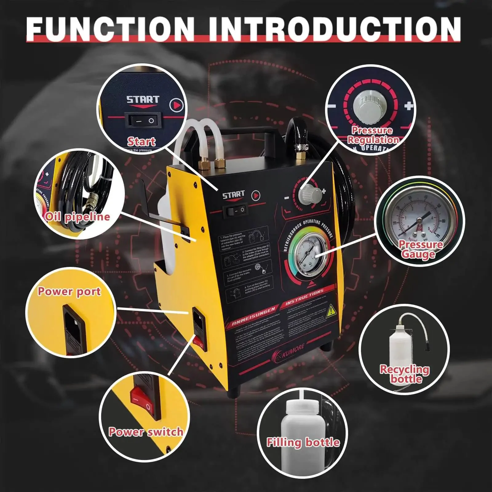 Electric Brake Bleeder 110V Power Automatic Brake Fluid Bleeder Machine With Adjustable Pressure And Universal Adapter For One Person Operation Perfect For Home Garage Brakes DIY Ready - Image 7