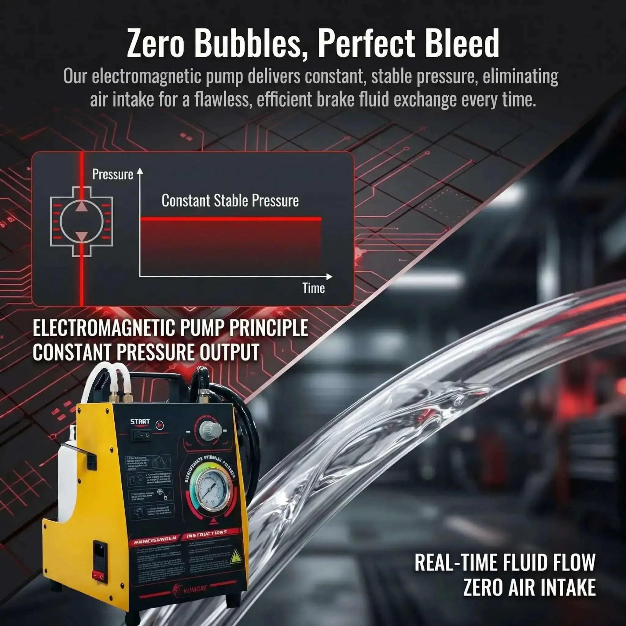Electric Brake Bleeder 110V Power Automatic Brake Fluid Bleeder Machine With Adjustable Pressure And Universal Adapter For One Person Operation Perfect For Home Garage Brakes DIY Ready - Image 8