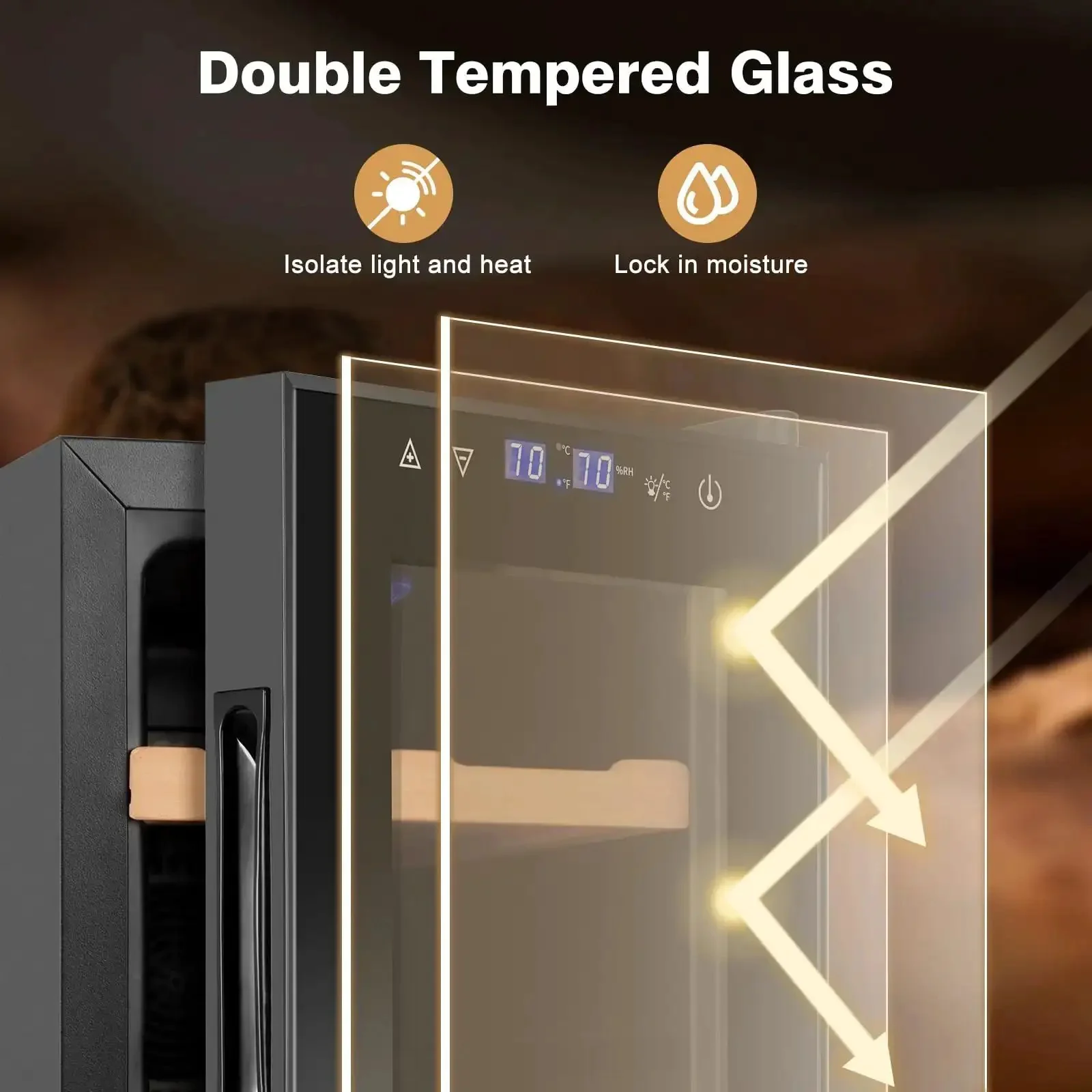 Electric Cigar Humidor Cabinet With 35L Capacity Precise Temperature And Humidity Control Spanish Cedar Shelves And Safety Lock Holds Up To 260 Cigars For Long Lasting Fresh Flavorful Smoking Sessions - Image 4