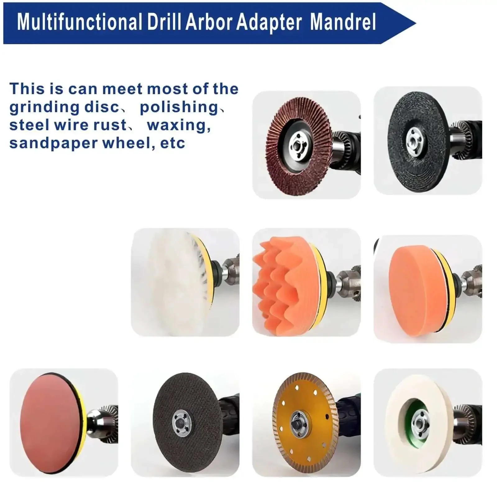Electric Drill Grinder Wheel Disc Adapter Kit With 6 mm And 10 mm Shafts Adjustable Rotary Cutter Includes 2 Spanners 2 Shafts 6 Nuts Metal Deburring 10 Piece Set Pro Grade Heavy Duty DIY And Professional Use - Image 4
