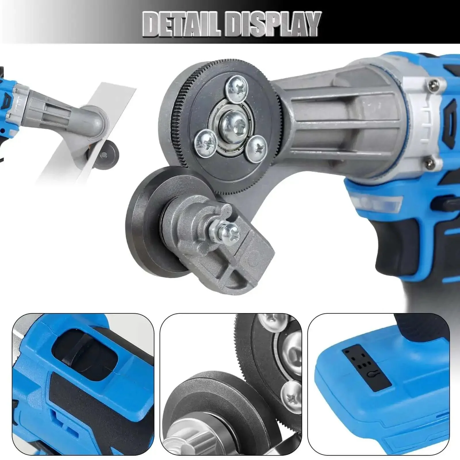 Electric Drill Plate Cutter 18V and 21V Double Headed For Metal Sheets Pro Grade Precise Cutting Drill Attachment For Aluminum Steel Iron Copper Plate Cutting - Image 6