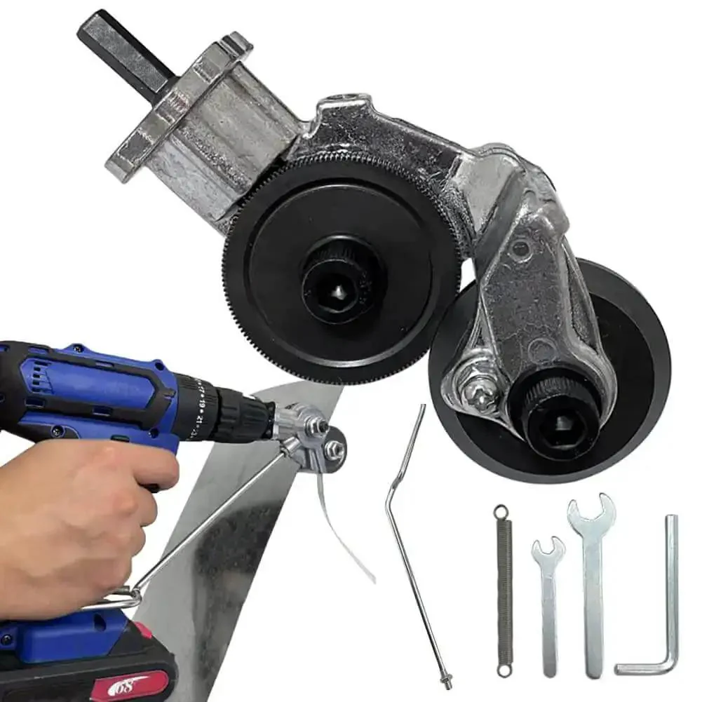 Electric Drill Plate Cutter Nibbler Attachment With Adapter For Sheet Metal Cutting Iron Steel Copper DIY Metalworking Tool Beefy High Hardness Carbon Steel Blade Delivers Sharp Fast Safe Cuts