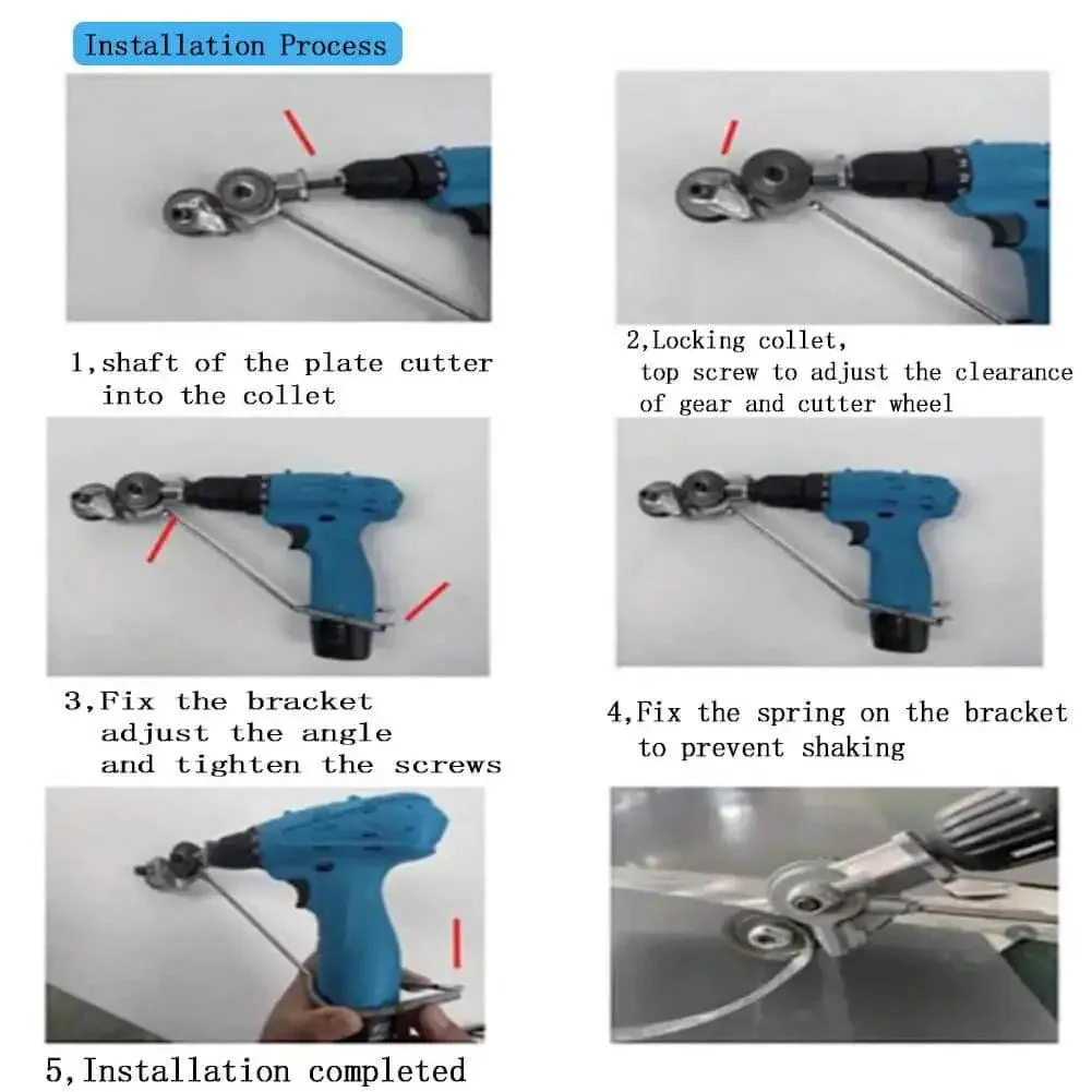 Electric Drill Plate Cutter Nibbler Attachment With Adapter For Sheet Metal Cutting Iron Steel Copper DIY Metalworking Tool Beefy High Hardness Carbon Steel Blade Delivers Sharp Fast Safe Cuts - Image 8