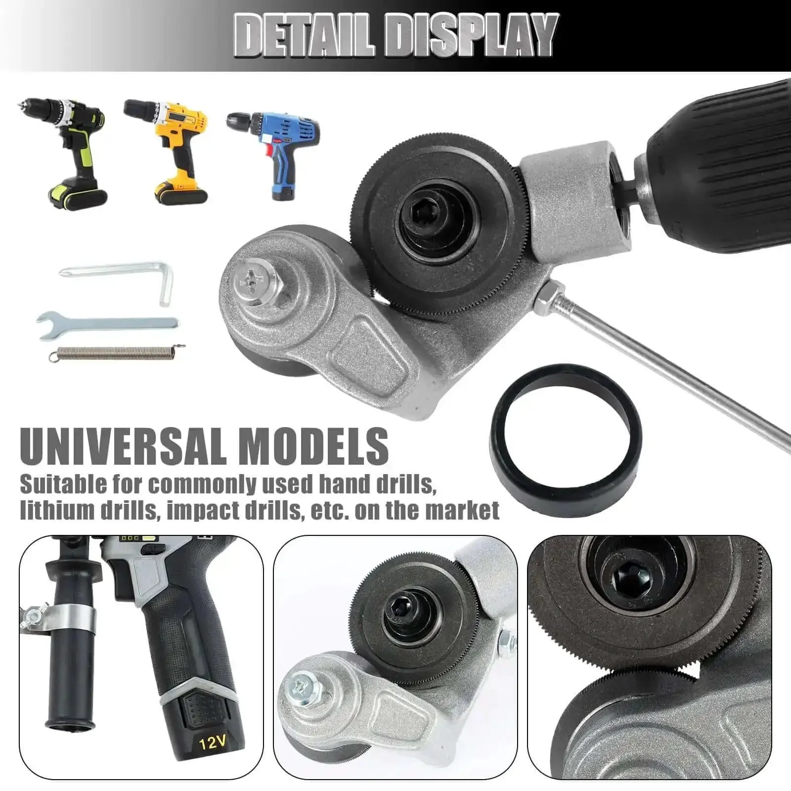 Electric Drill Plate Cutter Shear Pro Attachment For Sheet Metal Cutting High Manganese Steel Universal Version With Easy Tool Free Install And Double Serrations For Cutting Iron Copper - Image 3