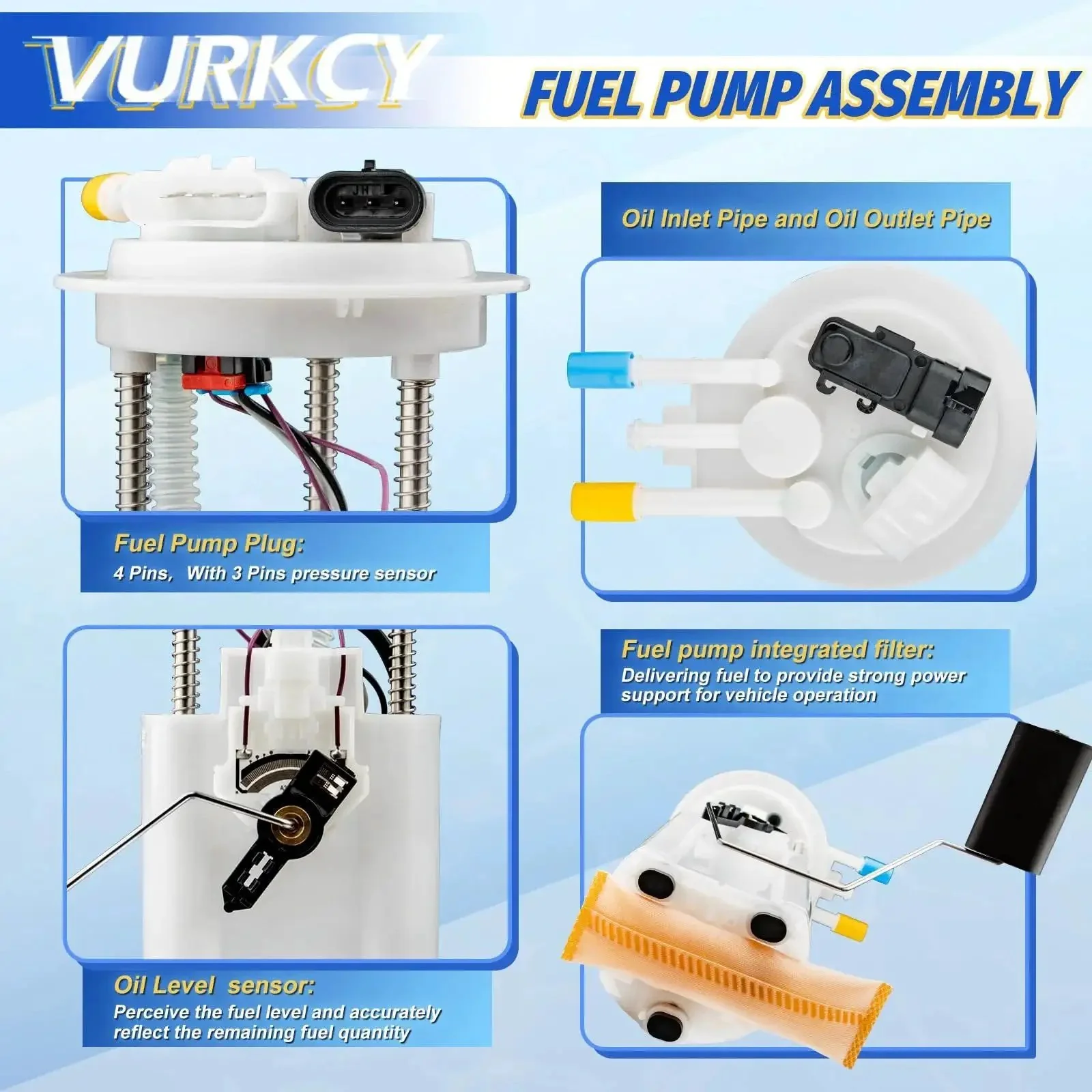 Electric Fuel Pump Assembly For Buick LeSabre Park Avenue Cadillac DeVille Seville Oldsmobile Aurora Pontiac Bonneville Replaces E3518M Drop In Replacement Plug And Play With Easy Install - Image 4