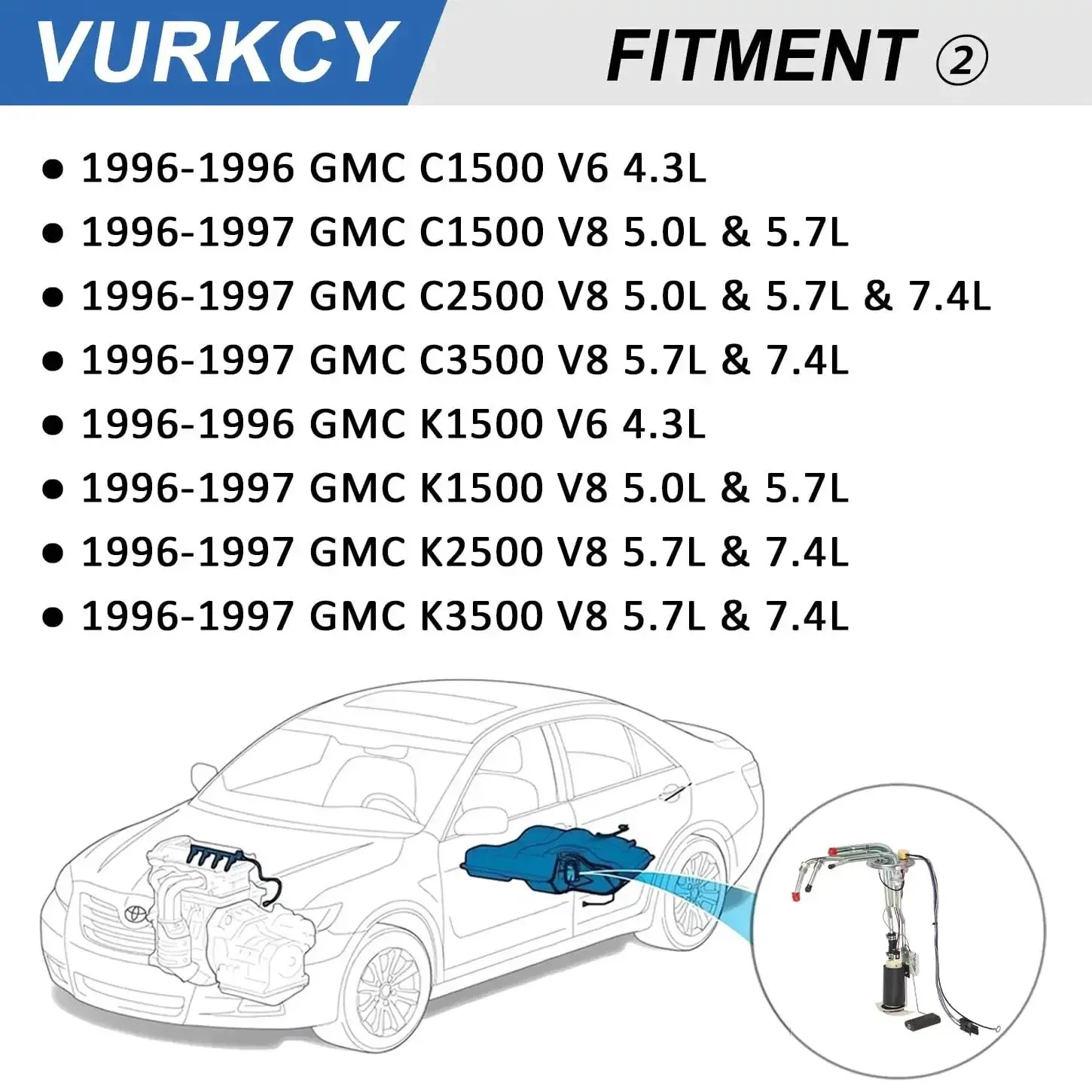 Electric Fuel Pump Assembly For Chevy GMC Trucks 1996 1997 C1500 C2500 C3500 K1500 K2500 K3500 With Sending Unit Replaces E3622S 19111415 Compatible With 4.3L 5.0L 5.7L And 7.4L High Quality Replacement - Image 5