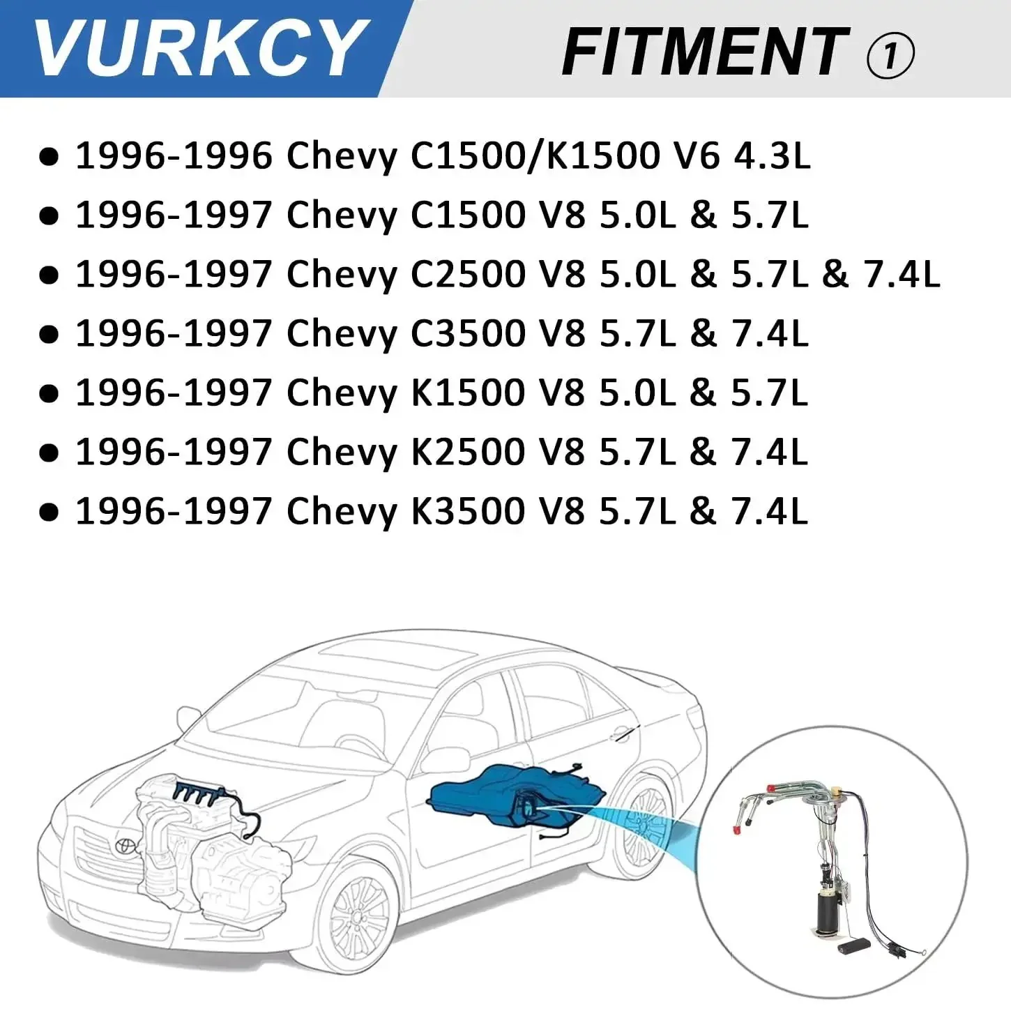 Electric Fuel Pump Assembly For Chevy GMC Trucks 1996 1997 C1500 C2500 C3500 K1500 K2500 K3500 With Sending Unit Replaces E3622S 19111415 Compatible With 4.3L 5.0L 5.7L And 7.4L High Quality Replacement - Image 6