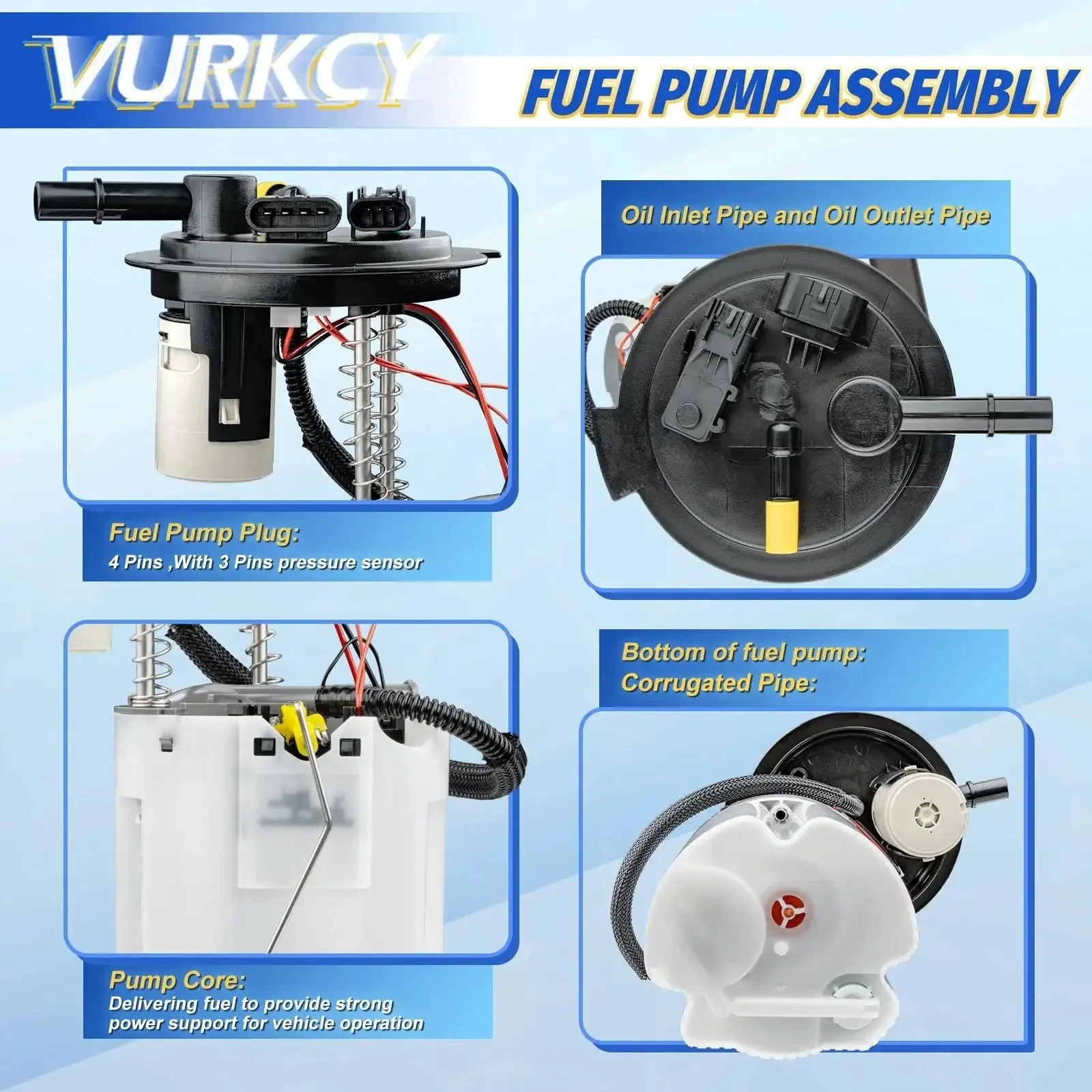 Electric Fuel Pump Assembly With Pressure Sensor For 3.6L V6 SUVs Including 2009-2017 Buick Enclave, 2009-2017 Chevrolet Traverse, 2009-2016 GMC Acadia, 2017 GMC Acadia Limited, 2009-2010 Saturn Outlook Replaces E3790M M100059 - Image 4