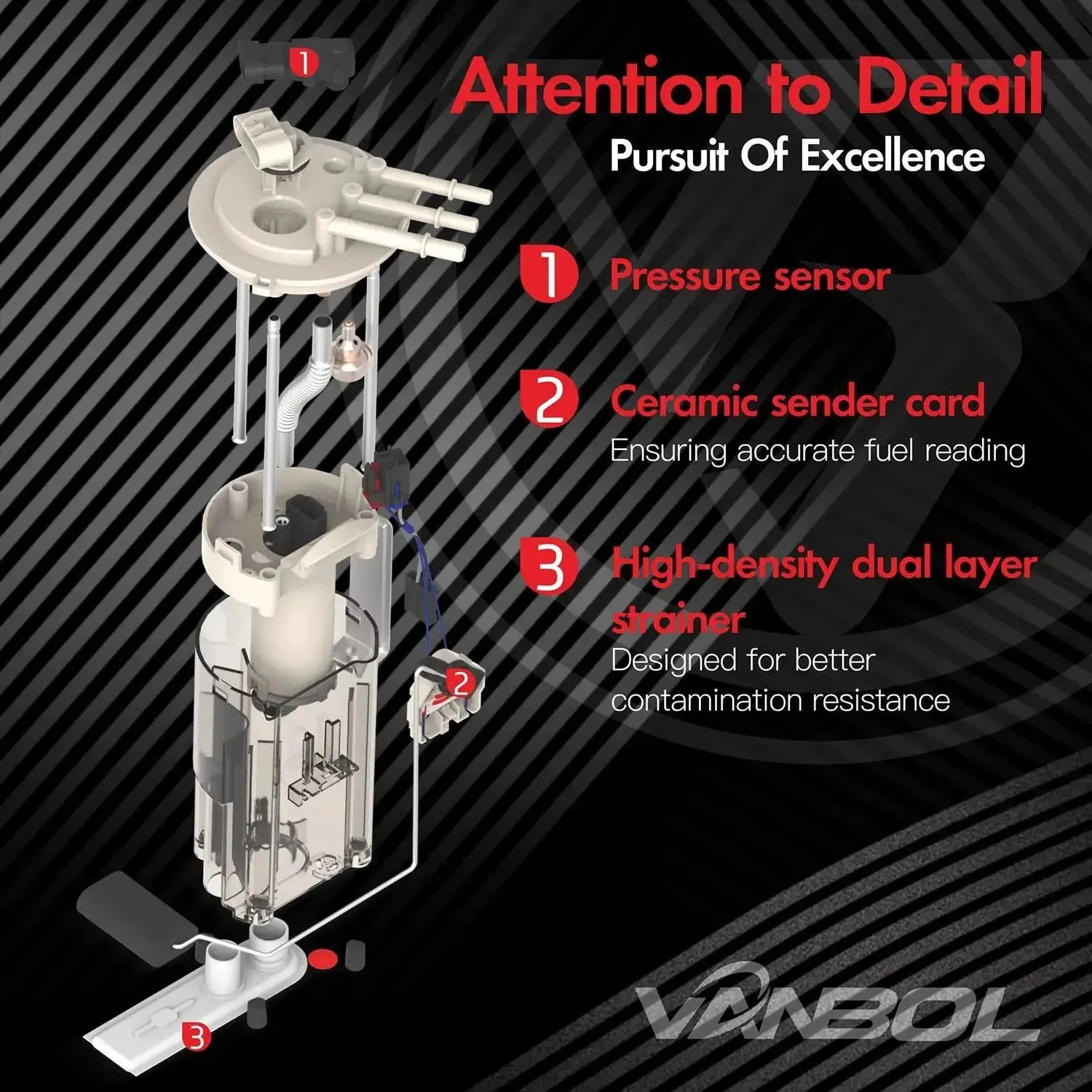 Electric Fuel Pump Module Assembly For Toyota Corolla Matrix And Pontiac Vibe 1.8L And 2.4L L4 Engines 2005 2018 Corolla 2005 2013 Matrix 2005 2010 Vibe Replacement E8874M E3781M - Image 3