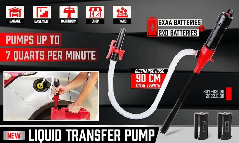 Electric Hand Pump Portable Battery Powered Transfer Pump Multi Use Siphon Liquid Extractor For Gasoline Diesel Fuel And Water Transfer Lightning Fast 2.2 GPM Siphon With Locking Clip For Easy Refill On Roadside Or At Home - Image 3