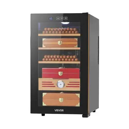 Electric Humidor For Home Use 48L Cigar Cabinet With Cooling Temperature Control 350 Count Capacity Spanish Cedar Shelves And Drawers Four Layers Quiet Under 40dB Mechanical Hygrometer 360 Degree Air Circulation - Image 2