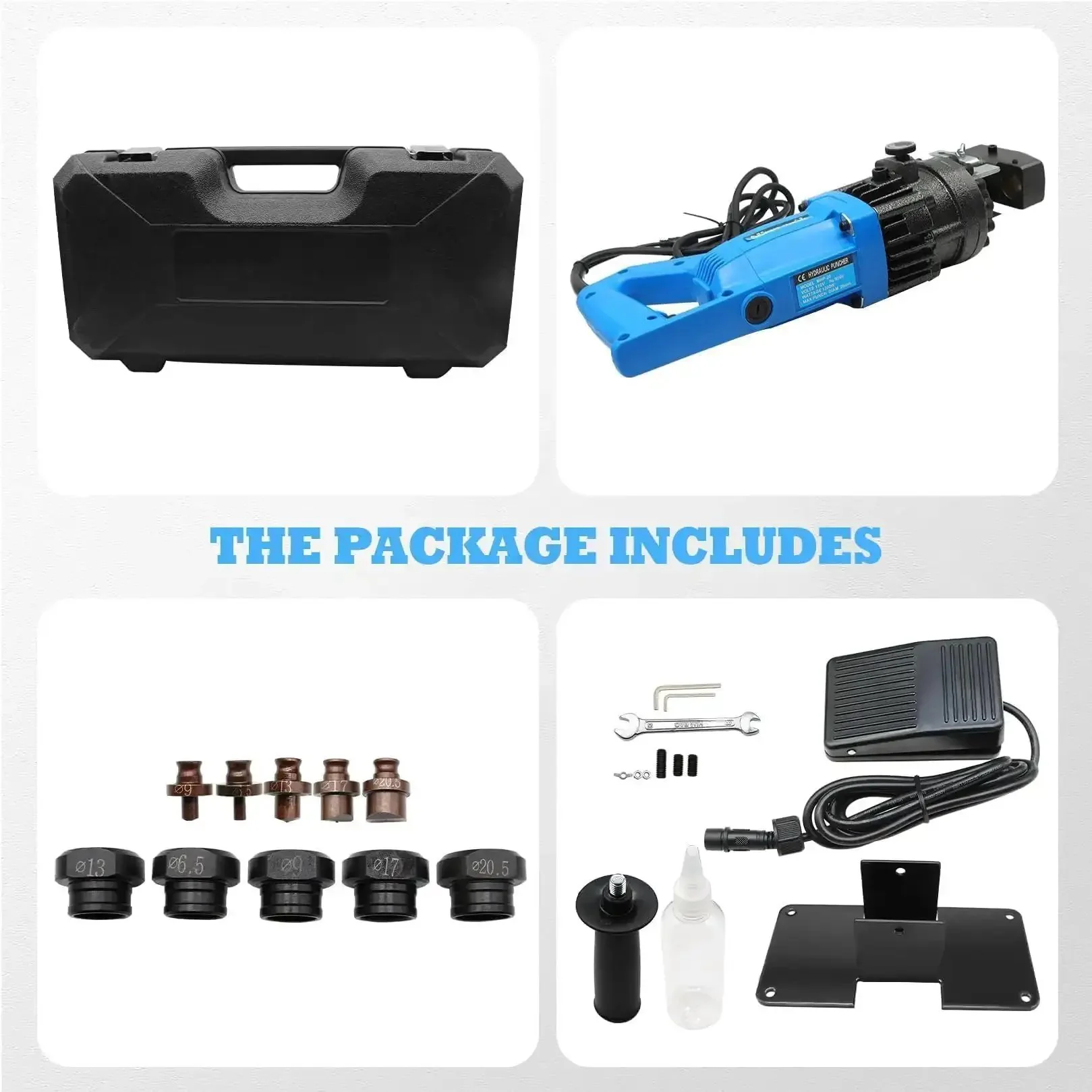 Electric Hydraulic Hole Punch Tool 1200W 110V Heavy Duty Beast Metal Punch For Steel Copper Aluminum Iron Alloy Ten Ton Punching Capacity With Quick 1 To 3 Second Holes Upgrade Version - Image 2