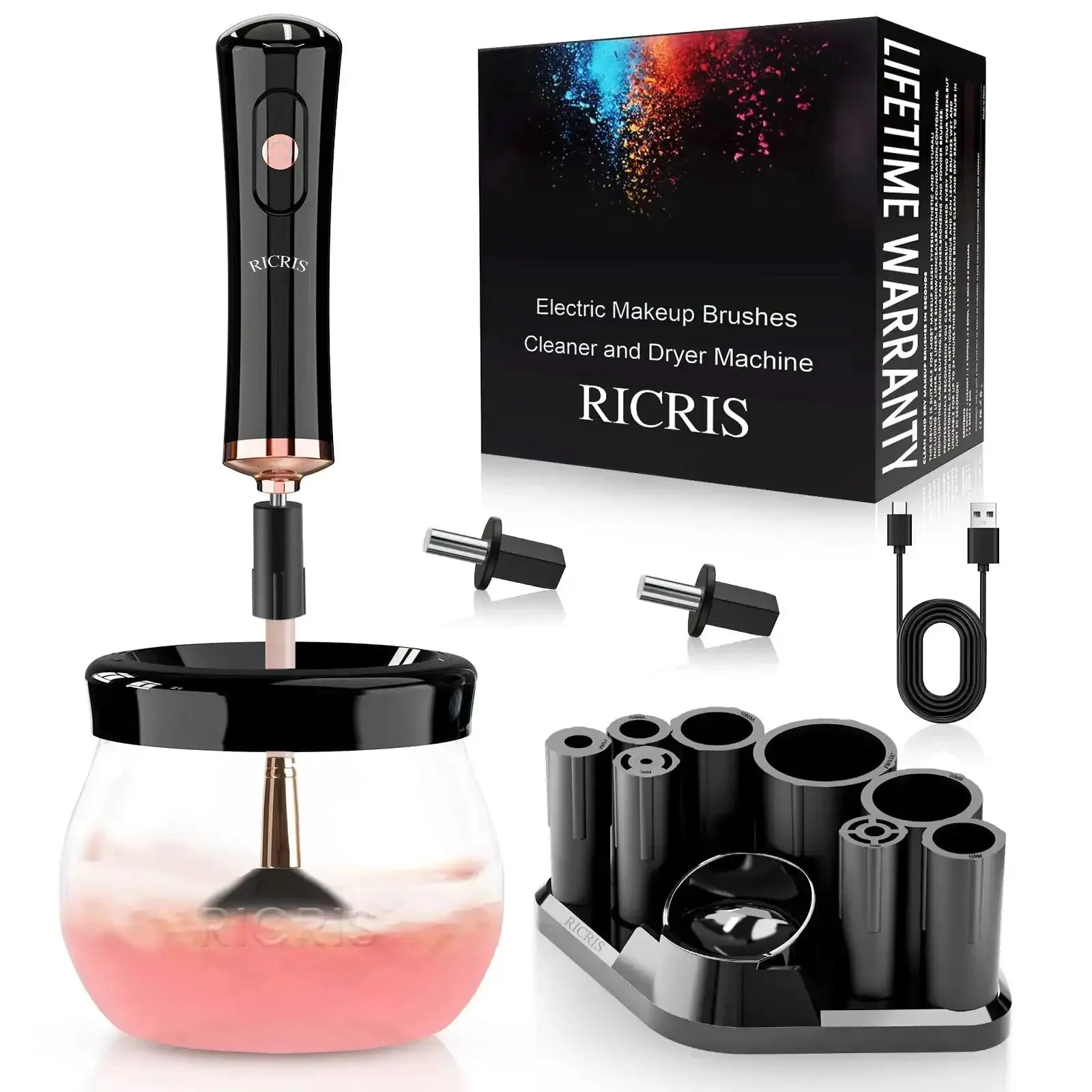 Electric Makeup Brush Cleaner And Dryer Machine For Quick Clean And Dry Makeup Brushes Automatic Cosmetic Brush Spinner Washer Is A Game Changer For Busy Mornings Fast Hands Free Cleaning And Drying