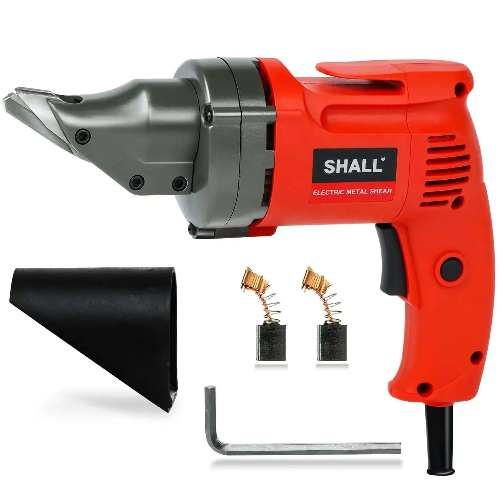 Electric Metal Cutting Shear For 14 Gauge Steel And 16 Gauge Stainless, 4.0 Amp Corded Cutter, Variable Speed, 360 Degree Swivel Head, 2500 SPM, Double Cut Design For Clean, Curling Edges And Fast, DIY Friendly Heavy Duty Workshop Must Have