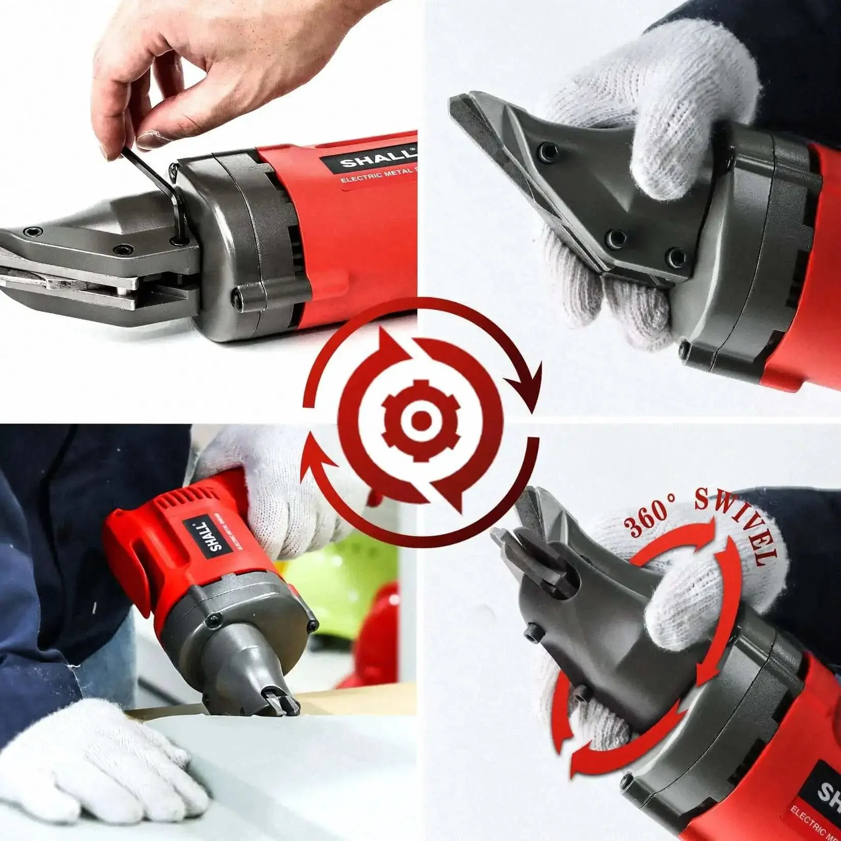 Electric Metal Cutting Shear For 14 Gauge Steel And 16 Gauge Stainless, 4.0 Amp Corded Cutter, Variable Speed, 360 Degree Swivel Head, 2500 SPM, Double Cut Design For Clean, Curling Edges And Fast, DIY Friendly Heavy Duty Workshop Must Have - Image 5