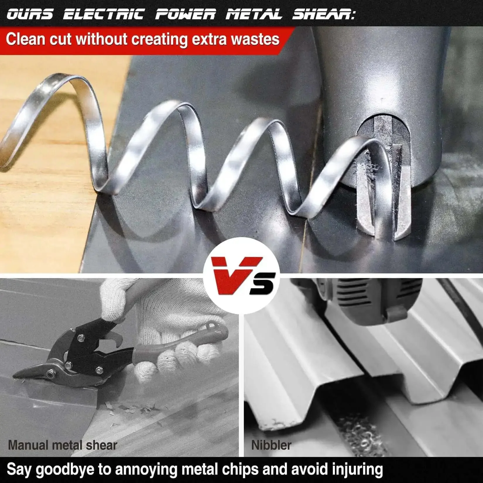 Electric Metal Cutting Shear For 14 Gauge Steel And 16 Gauge Stainless, 4.0 Amp Corded Cutter, Variable Speed, 360 Degree Swivel Head, 2500 SPM, Double Cut Design For Clean, Curling Edges And Fast, DIY Friendly Heavy Duty Workshop Must Have - Image 8
