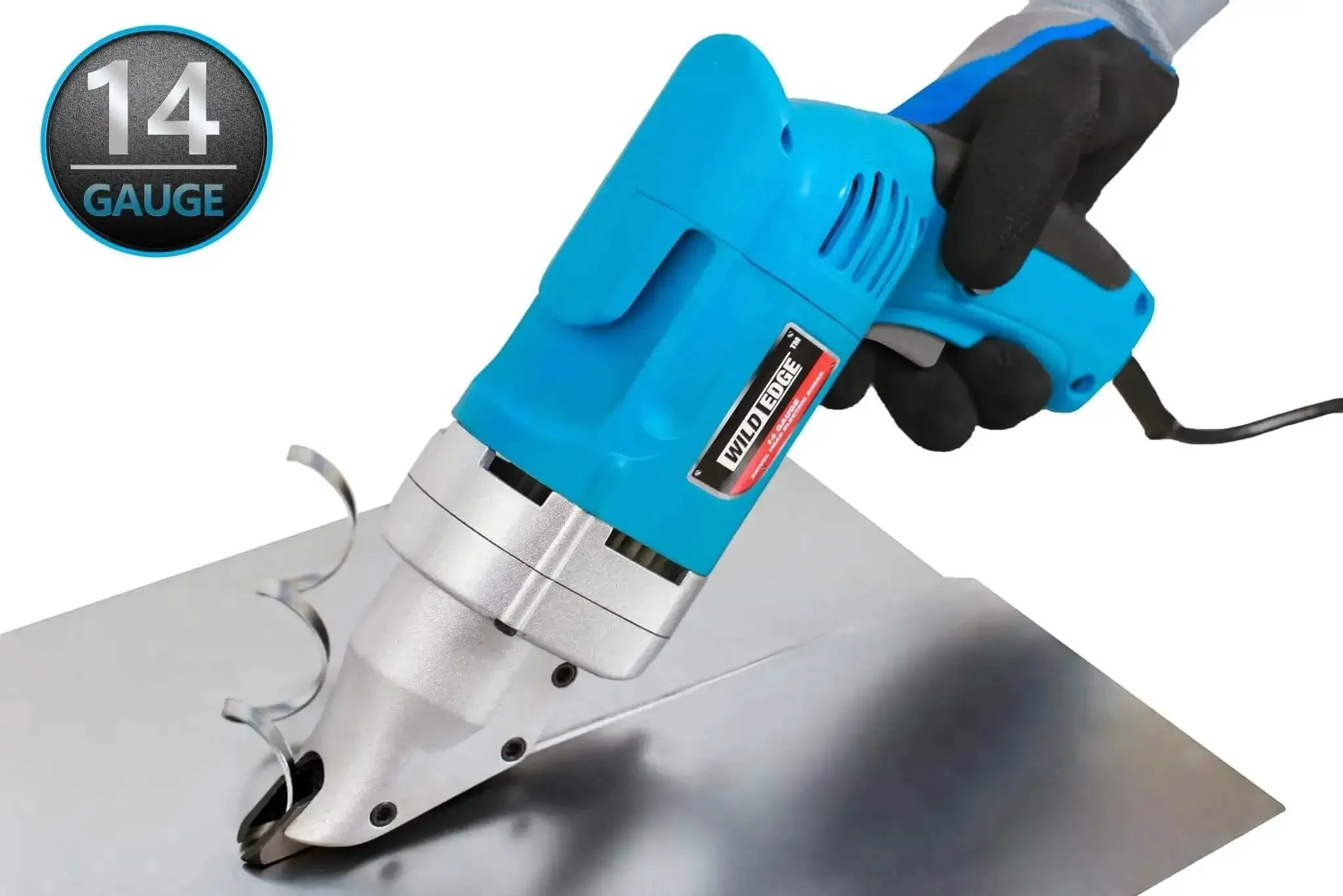 Electric Metal Shear For Sheet Metal, 14 Gauge, 5.0 Amp Motor, Variable Speed 0-2700 SPM, Swivel Head, Beastly Heavy Duty Cutter With Double Cut Blades For Fast, Clean Cuts And 1/4 Inch Curled Edges - Image 9