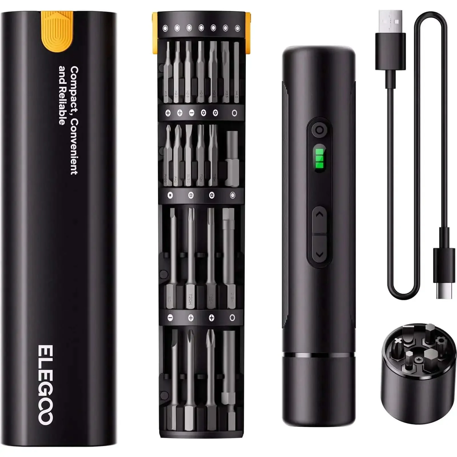 Electric Screwdriver Set With 33 Magnetic Bits And 3 Torque Settings, 300 RPM, 1500mAh Rechargeable Cordless Driver, LED Light, Compact DIY Tool Kit For 3D Printer Maintenance And PC Camera Setup
