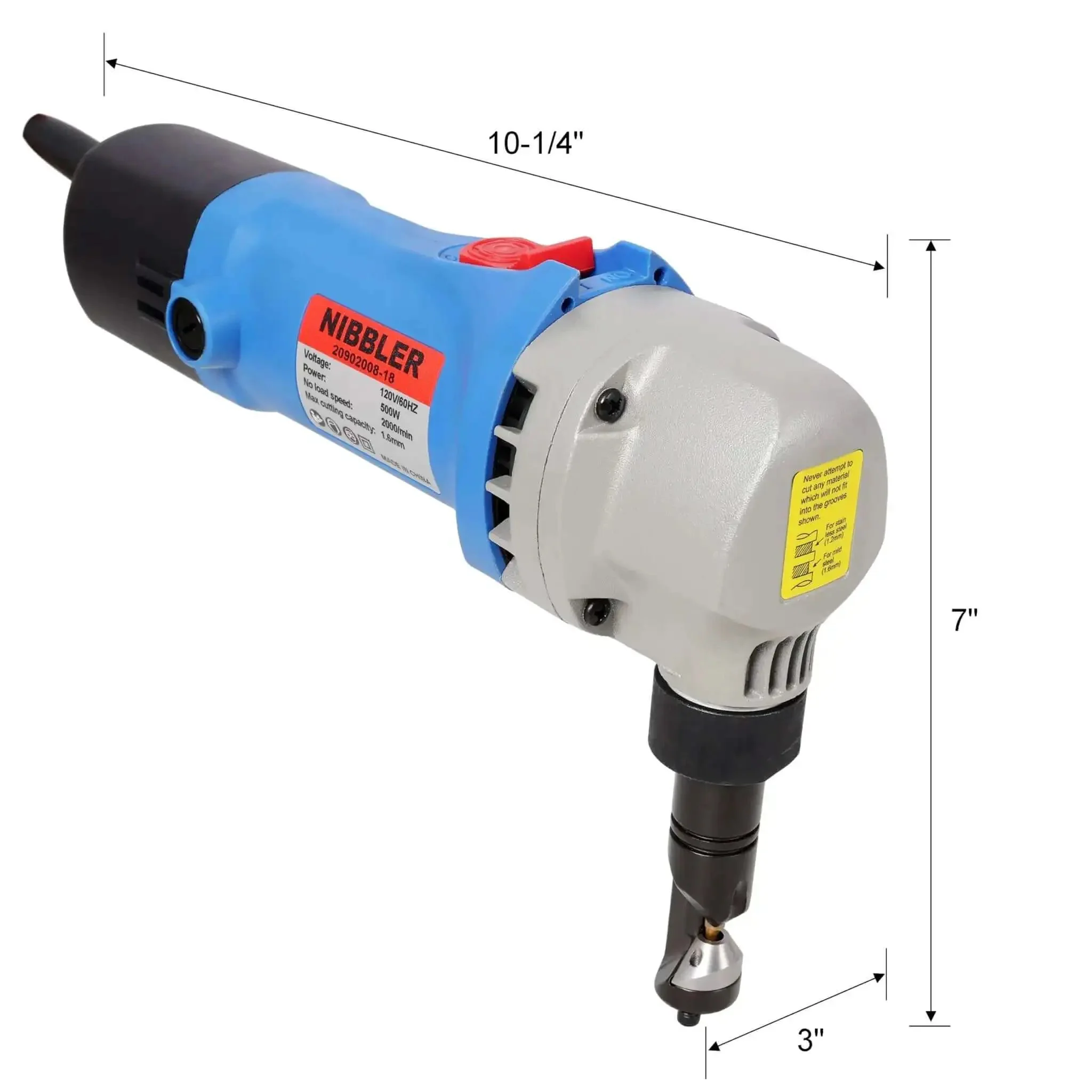 Electric Sheet Metal Nibbler 16 Gauge Cutter 500W 2000 RPM 360 Degree Rotating Nibbler For Stainless Steel Aluminum Plastic And Wood Lightweight Workhorse Cutting Tool For Straight Curves And Circular Cuts - Image 9