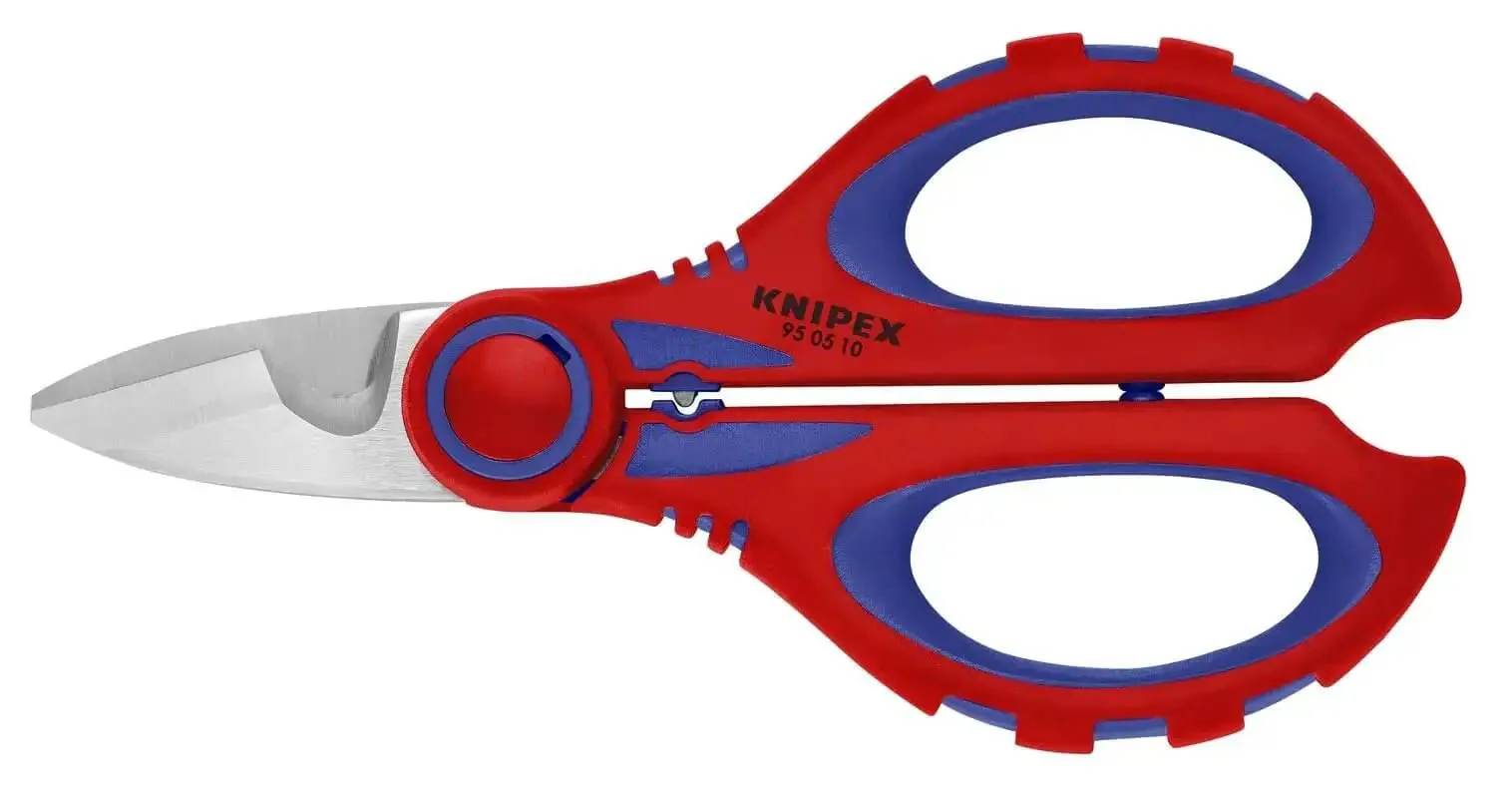 Electricians Shears With Ferrule Crimp Area Up To 6 Square Millimeters, 6.25 Inch Pro Grade Stainless Steel Blades With Fine Serration, Non Slip Grip Handles, Multicomponent Fiberglass Reinforced, Belt Case Included